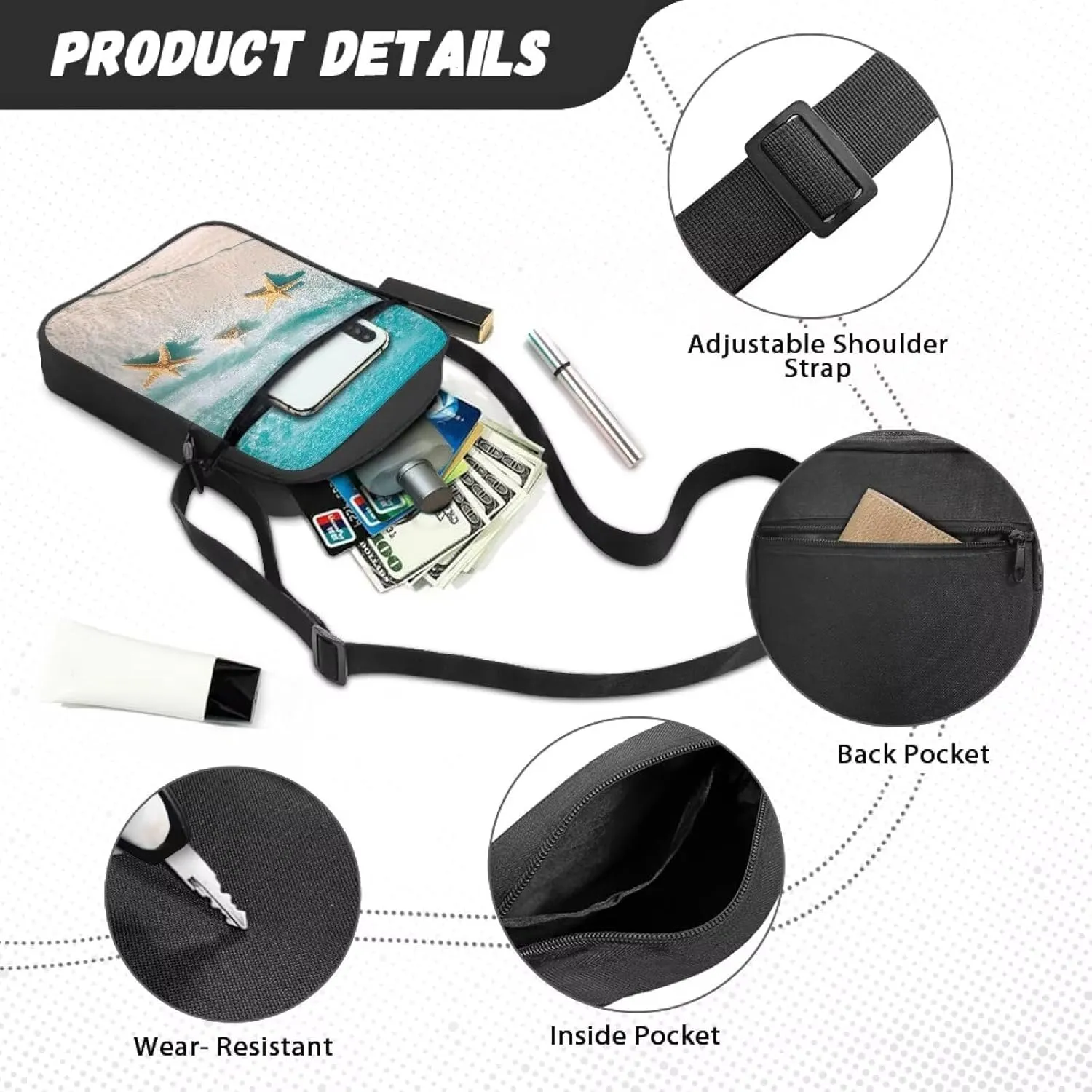 Suobstales Crossbody Bag for Women Men, Small Sling Pack Handbag for Work Business, Lightweight Messenger Shoulder Travel Bag