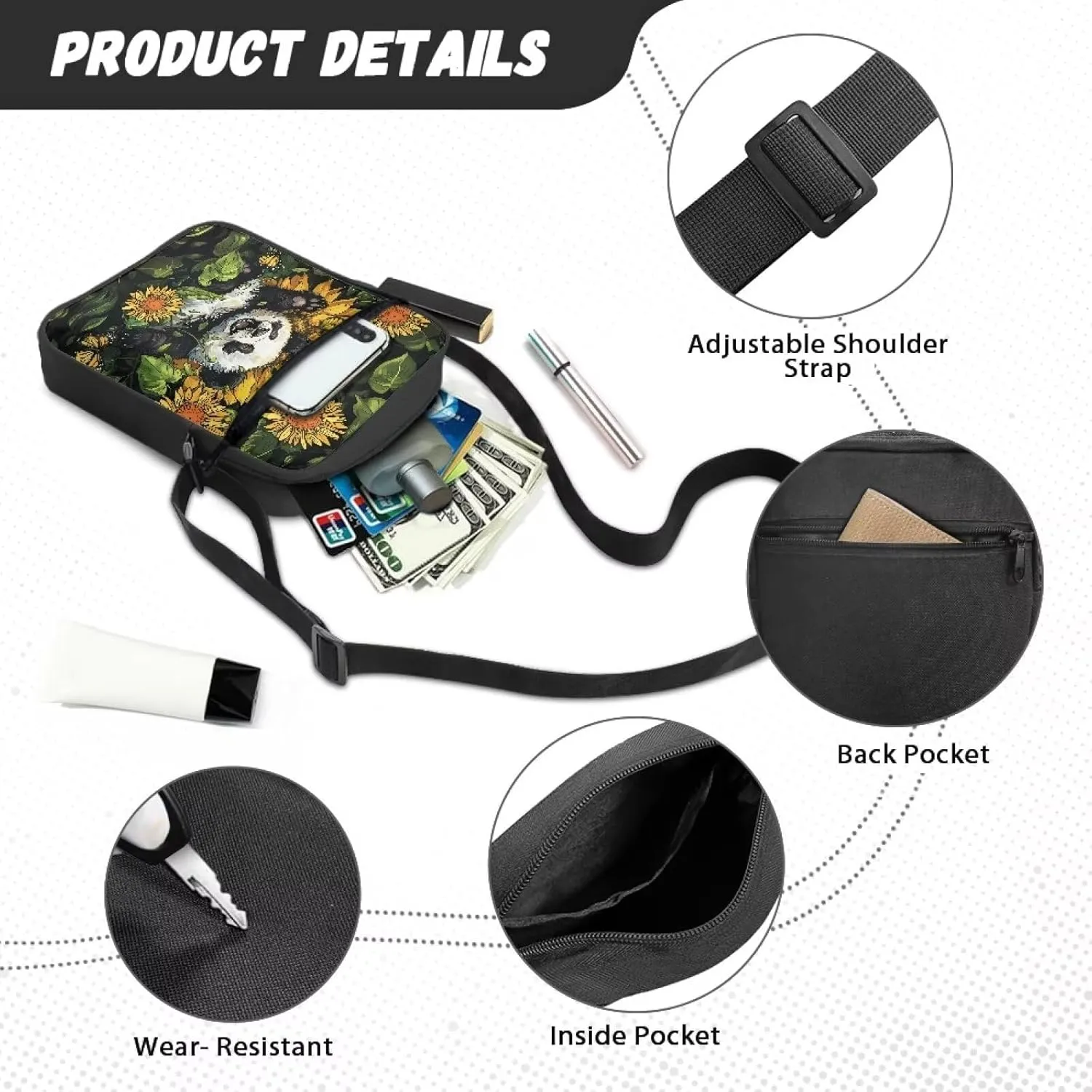 Suobstales Crossbody Bag Sling Purse for Women Men Mini Shoulder Bag Messenger Bag Fanny Back Pack Travel Passport Wallet Bag