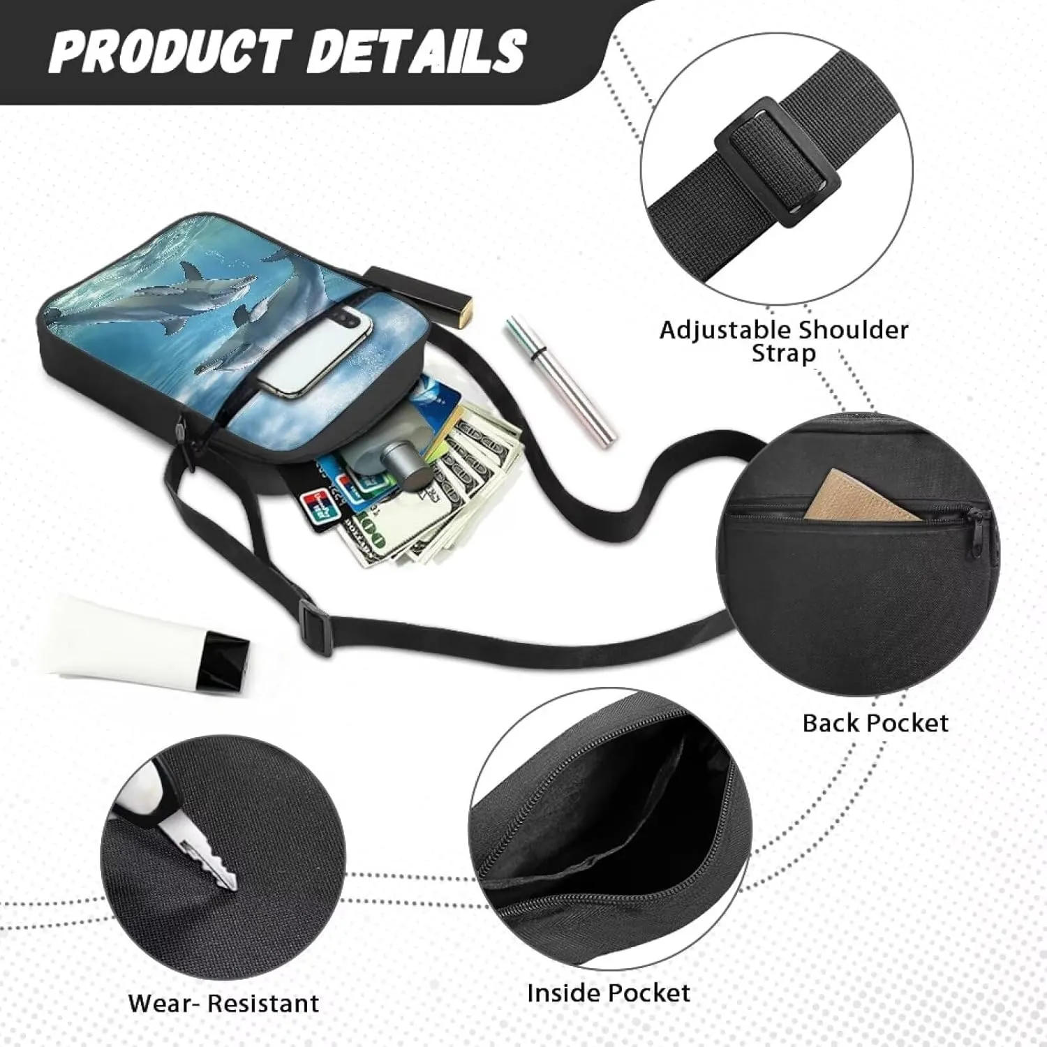 Suobstales Crossbody Bag Sling Purse for Women Men Mini Shoulder Bag Messenger Bag Fanny Back Pack Travel Passport Wallet Bag