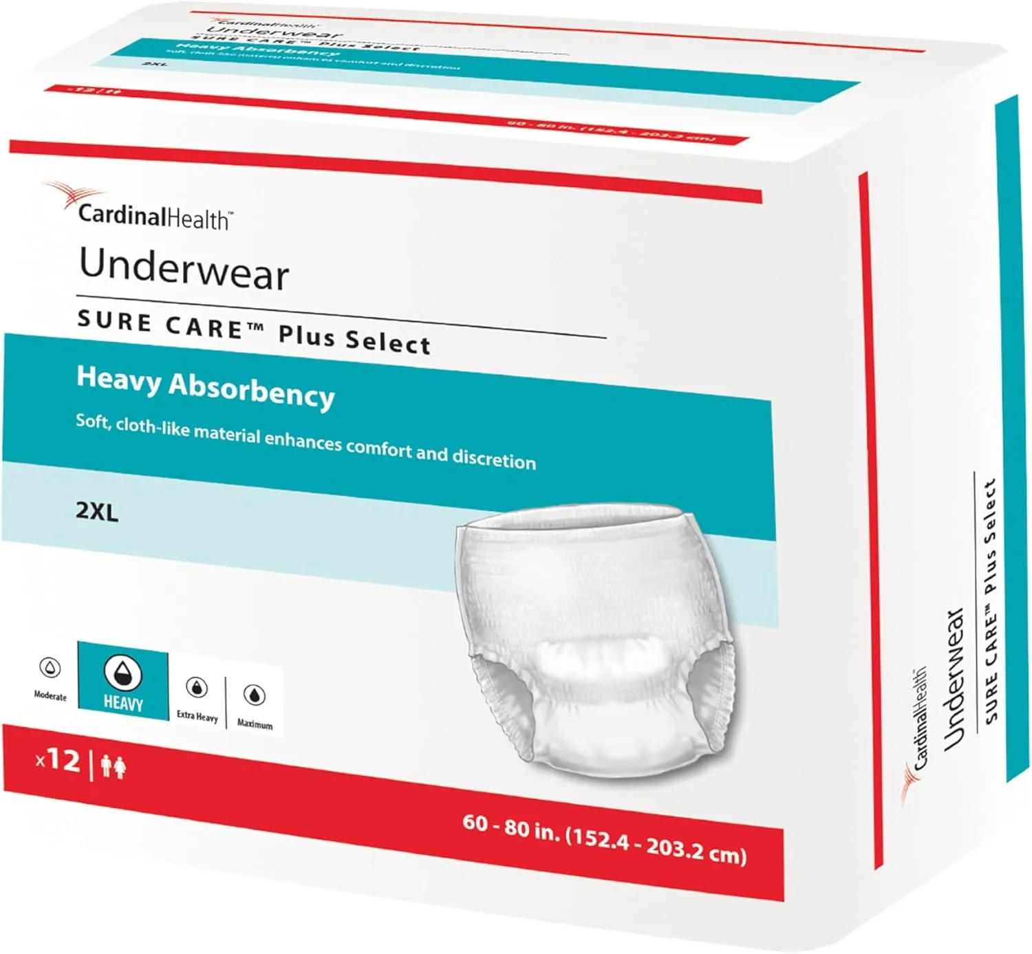 Sure Care Disposable Underwear Pull On with Tear Away Seams 2X-Large, 1560P, Plus Select, 48 Ct