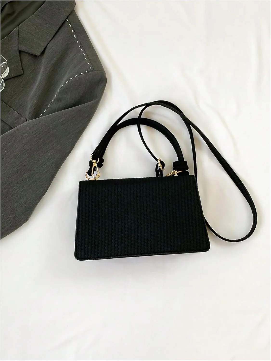 SweatyRocks Women's Tote Handbag Small Textured Knot Strap Crossbody Purse