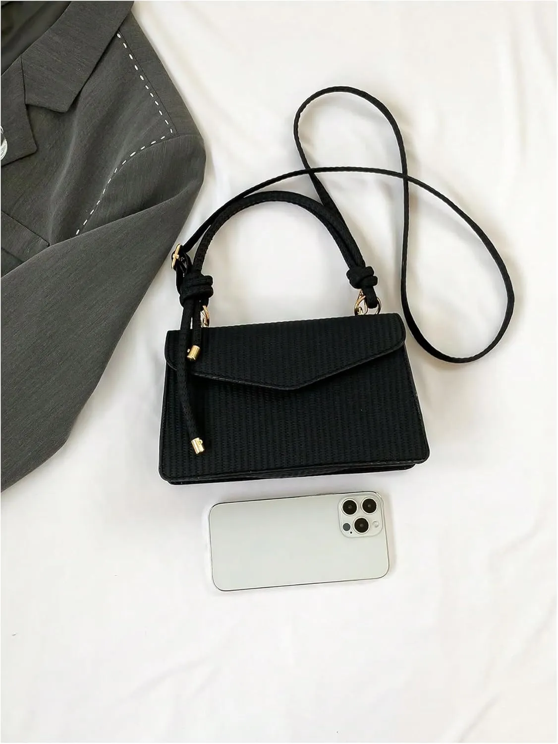 SweatyRocks Women's Tote Handbag Small Textured Knot Strap Crossbody Purse