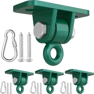 Swing Hangers Magacyo Heavy Duty Porch Swing Hanging Kit Outdoor Indoor Ceiling Patio Playground Tree Yoga Seat Trapeze Swingset Hardware Bracket 4 Set with Mounting Snap Hooks Screws Washers (Green)