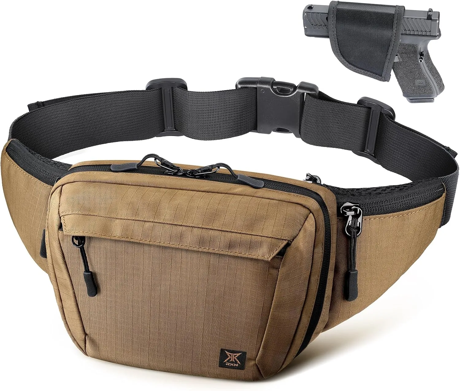 Tactical Concealed Carry Fanny Pack, CCW Fanny Pack, Waist Bag for Men, Hip Bag Compact Belt Bag for Hiking, EDC Waist Pack(Adjustable Up to 60" Waist)