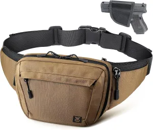Tactical Concealed Carry Fanny Pack, CCW Fanny Pack, Waist Bag for Men, Hip Bag Compact Belt Bag for Hiking, EDC Waist Pack(Adjustable Up to 60" Waist)
