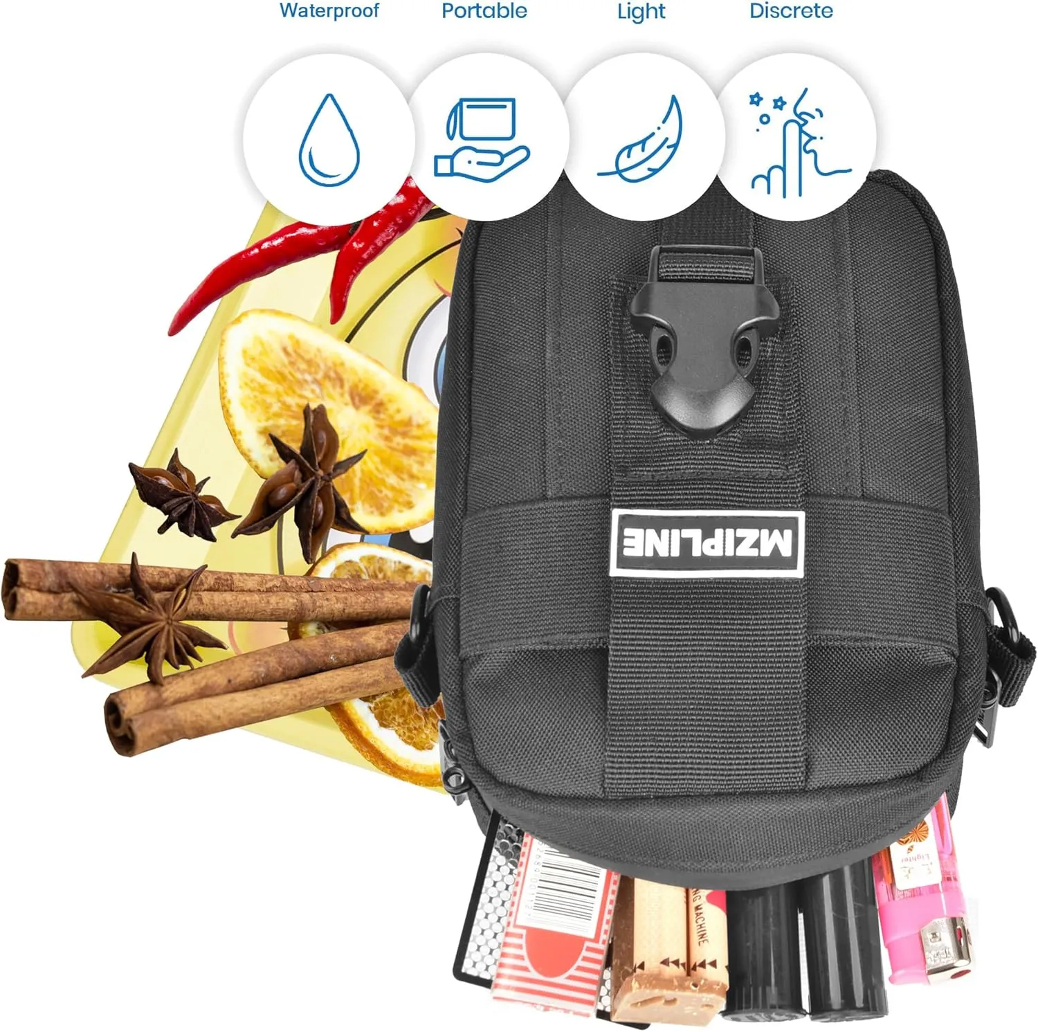 Tactical Package-Smell Proof-Bag Crossbody Sling Shoulder Bags with Carbon Lining for Man (Black S)