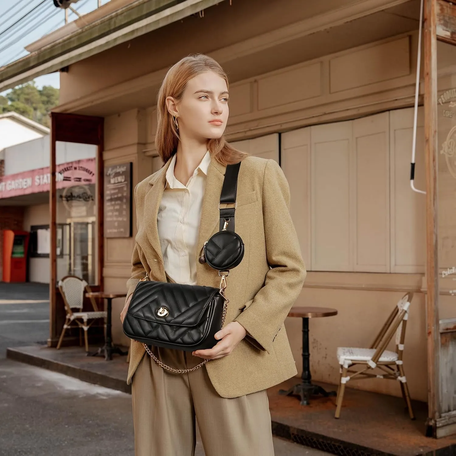 Telena Quilted Crossbody Bags for Women Trendy, Small Womens Leather Shoulder Bag with Coin Purse