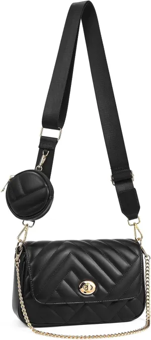 Telena Quilted Crossbody Bags for Women Trendy, Small Womens Leather Shoulder Bag with Coin Purse