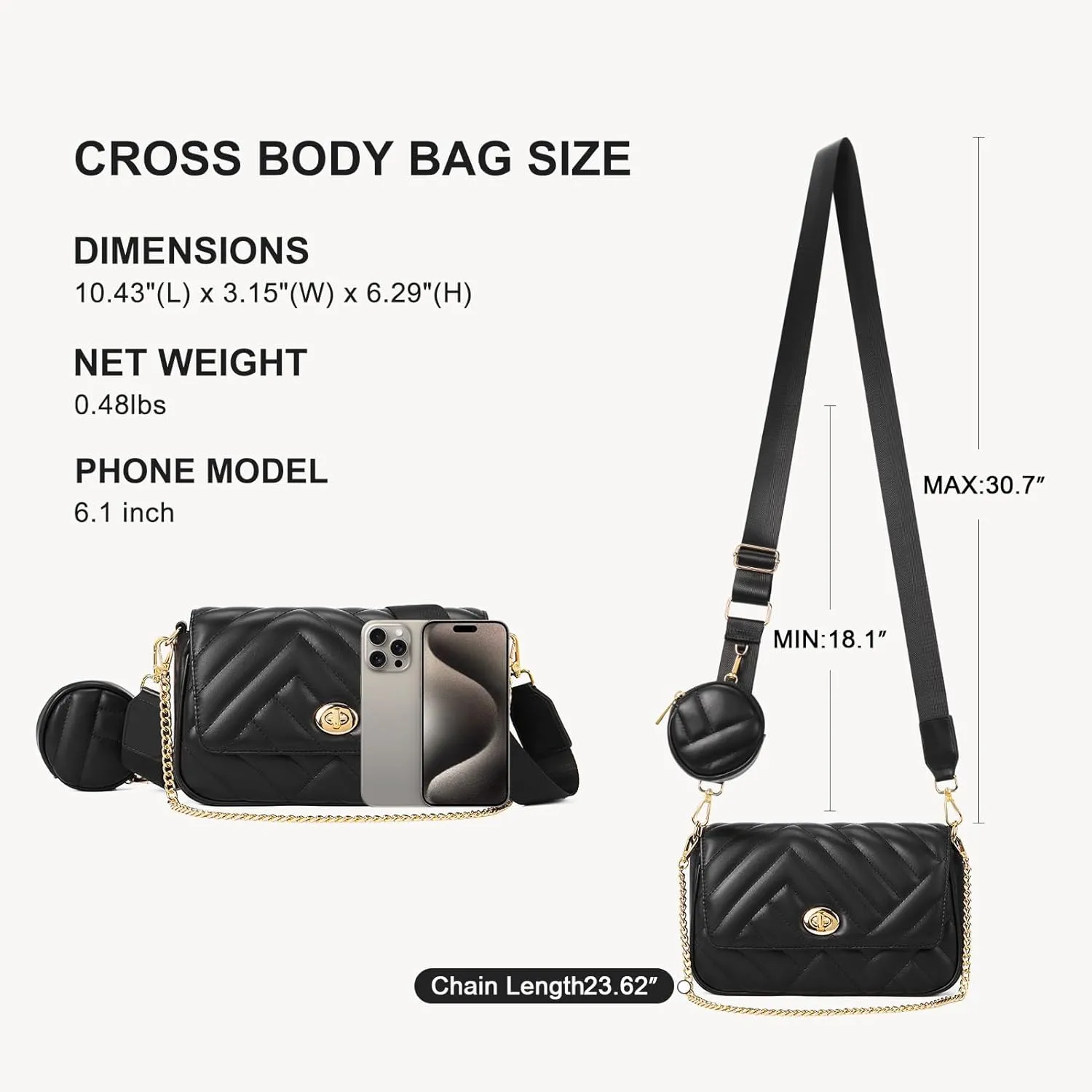 Telena Quilted Crossbody Bags for Women Trendy, Small Womens Leather Shoulder Bag with Coin Purse