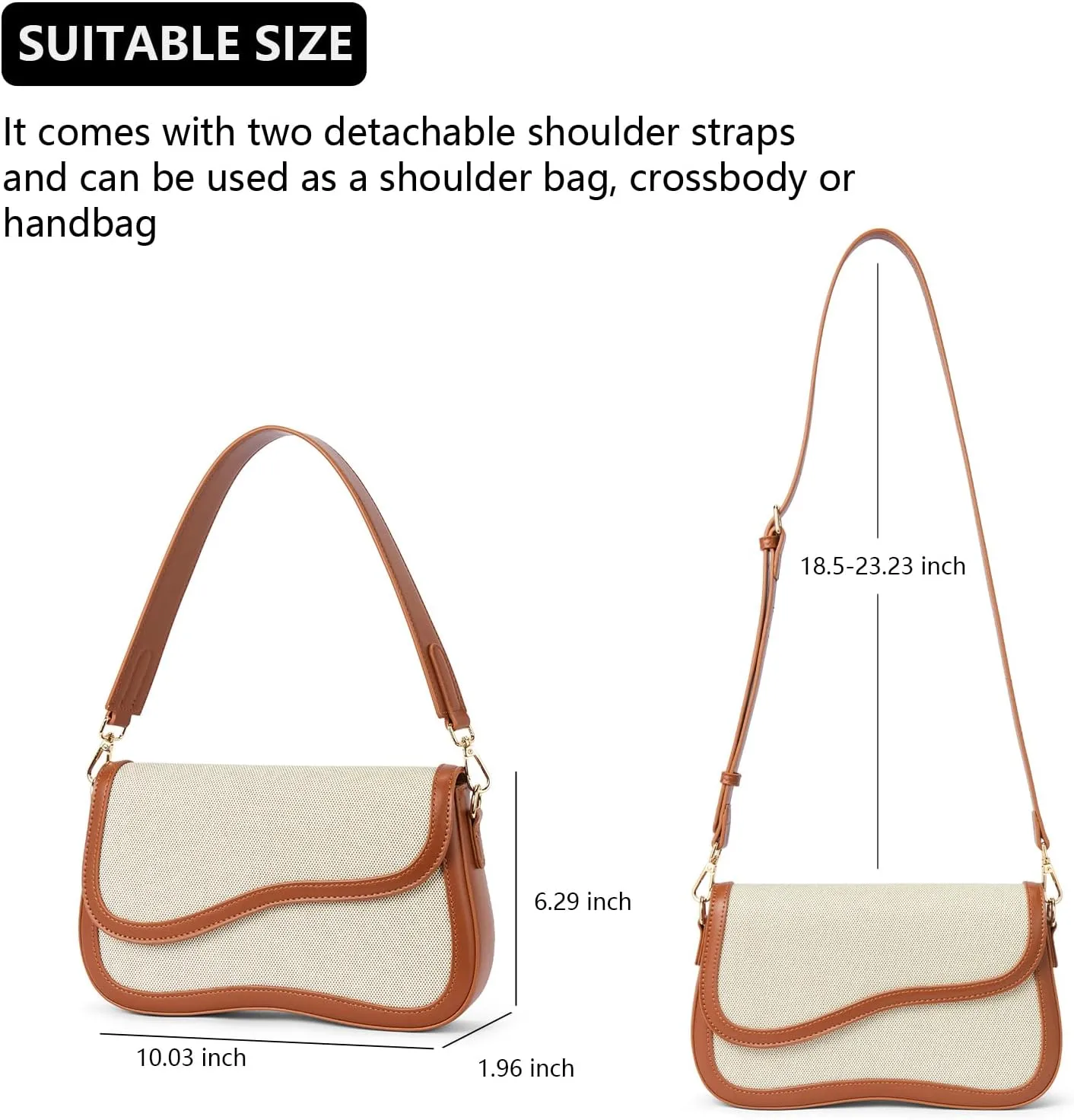Telena Shoulder Bag for Women Vegan Leather Women's Shoulder Purses Handbags with 2 Removable Strap Crossbody Bag Purses