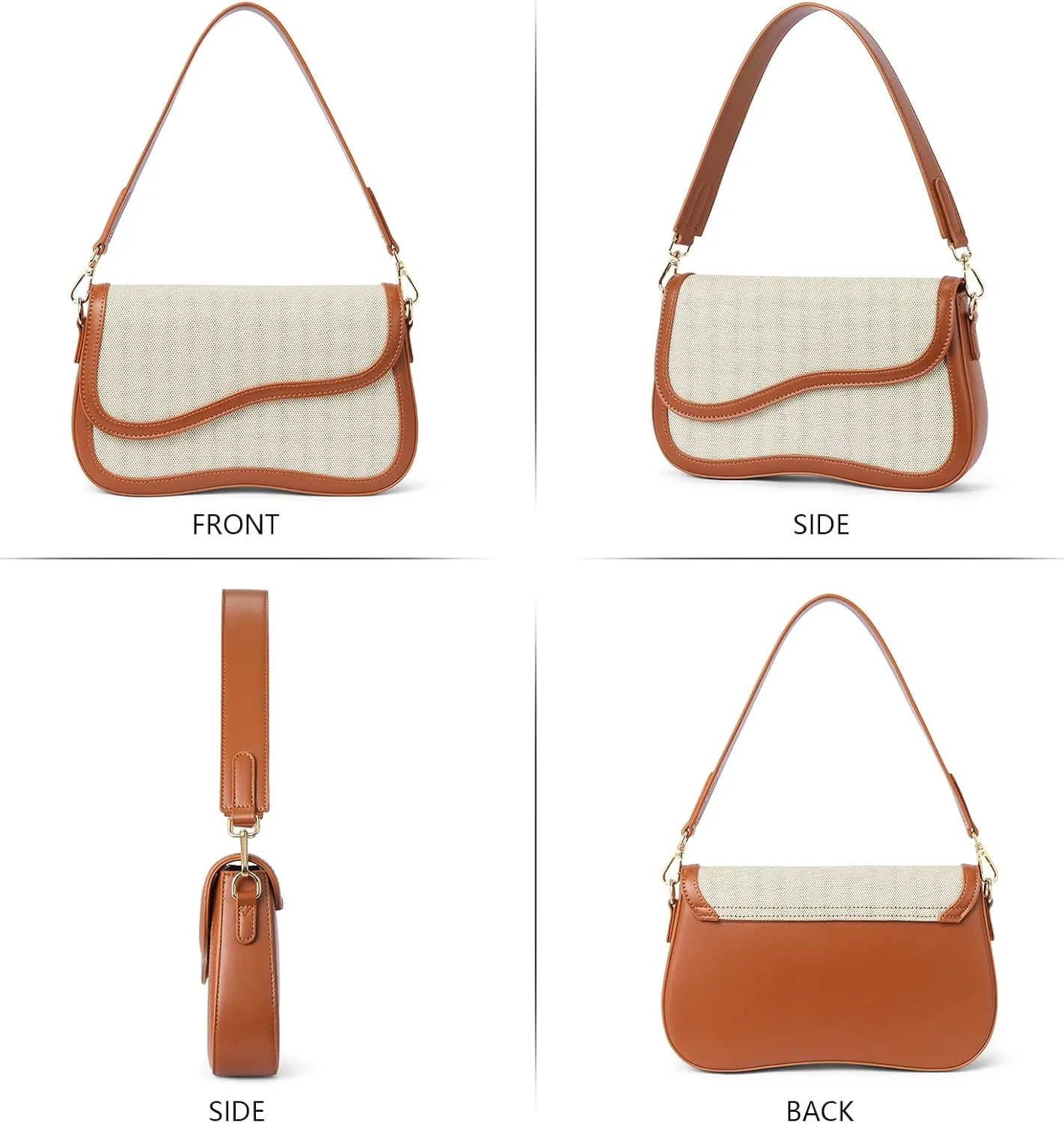 Telena Shoulder Bag for Women Vegan Leather Women's Shoulder Purses Handbags with 2 Removable Strap Crossbody Bag Purses