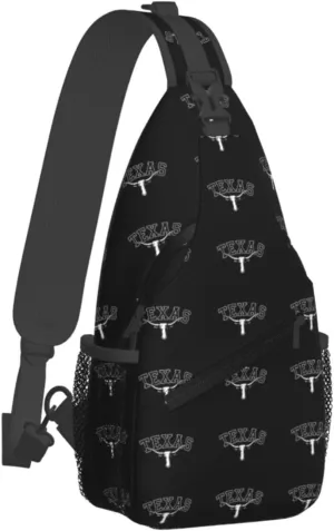 Texas Longhorn Lone Star State Texas Strong Sling Bag Crossbody Backpack Shoulder Casual Daypack Bag for Men Women