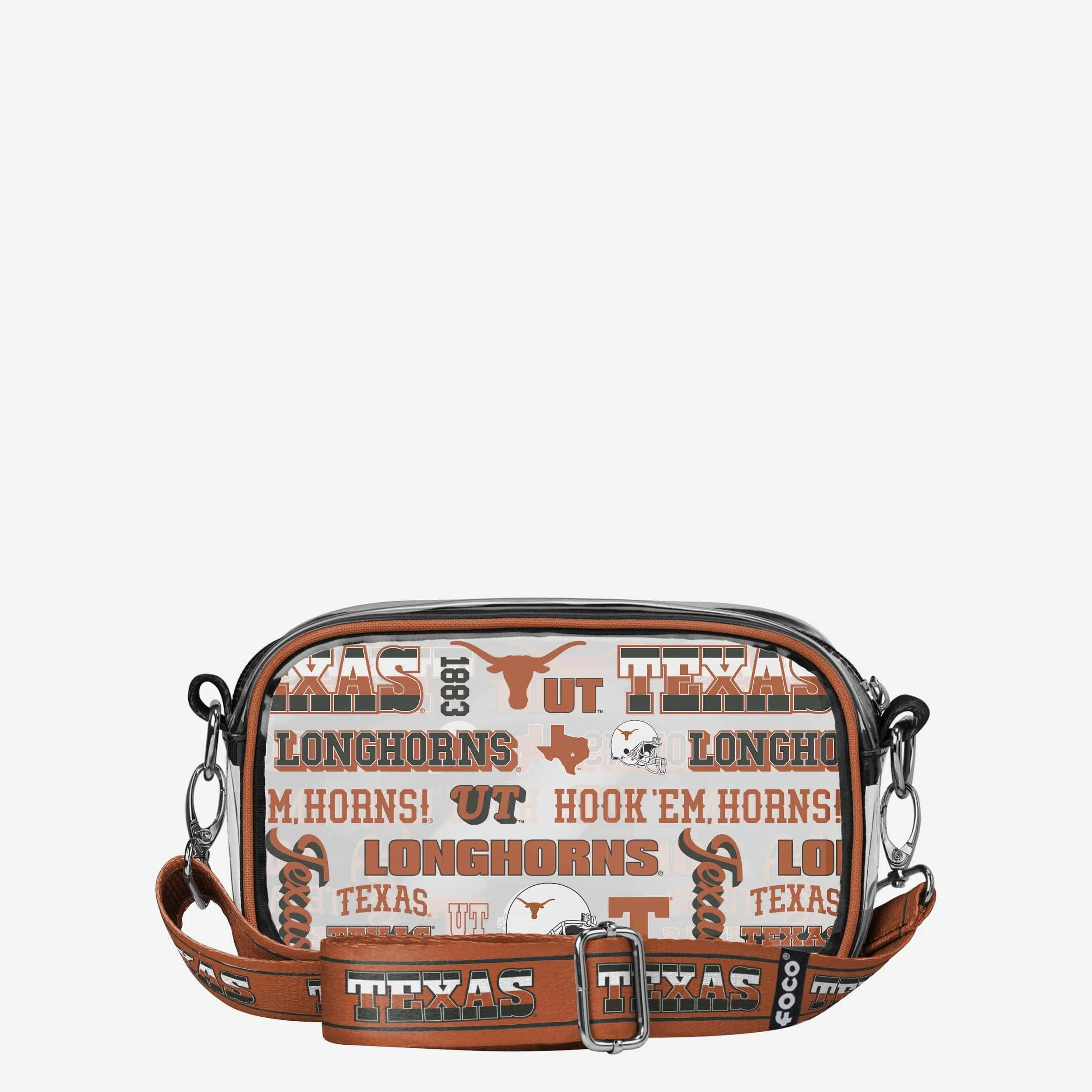Texas Longhorns Repeat Retro Print Clear Crossbody Bag
