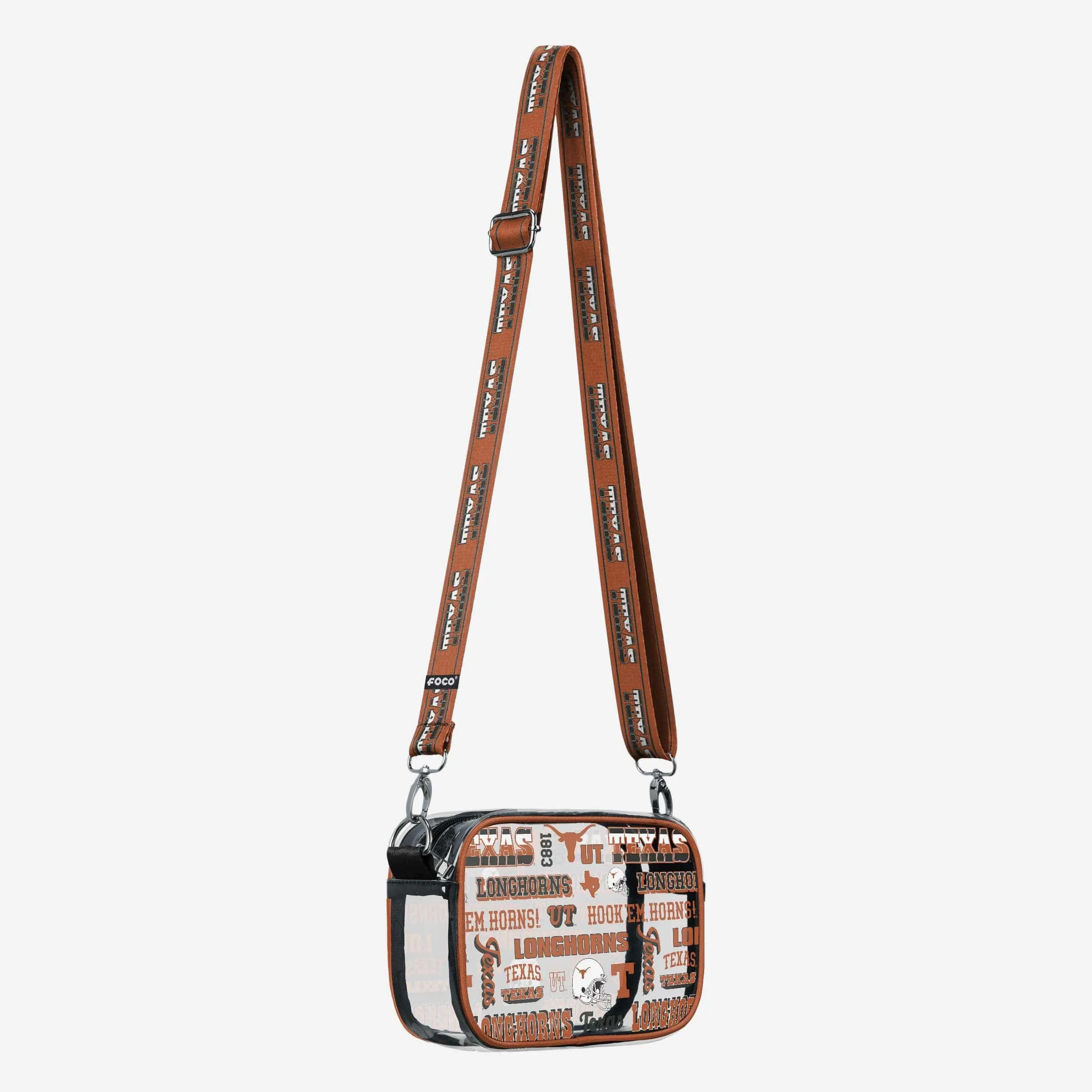 Texas Longhorns Repeat Retro Print Clear Crossbody Bag