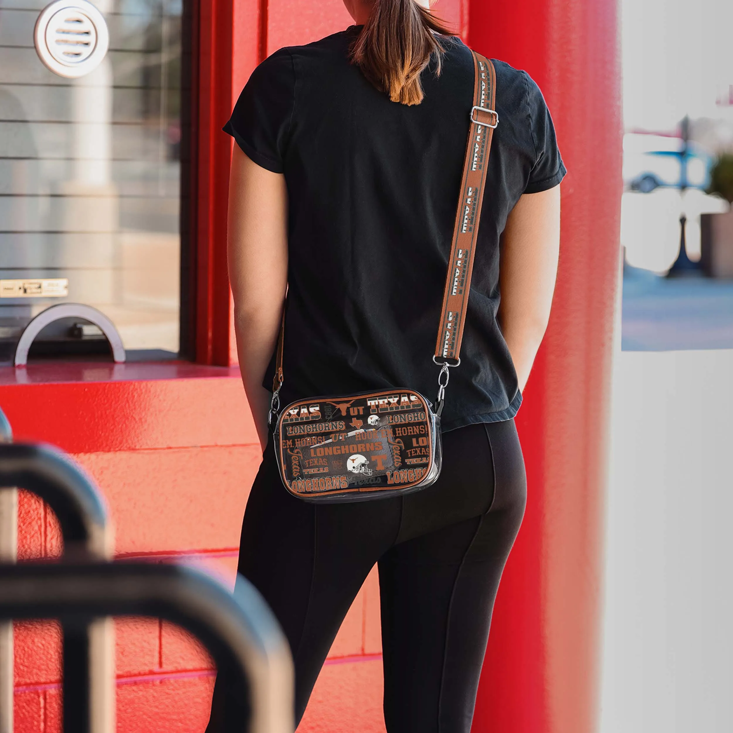 Texas Longhorns Repeat Retro Print Clear Crossbody Bag