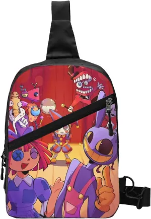 The Amazing Funny Digital Comedy Circus Chest Bag Crossbody Handbag Sling Backpack Adjustable Shoulder Pouch Hiking Daypack Funny Outdoor Rucksack Foldable Multipurpose Daypack for Running