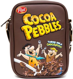 The Flintstones Bag, Crossbody, Cocoa Pebbles Fred and Barney Cereal Box Replica, Brown, Vegan Leather