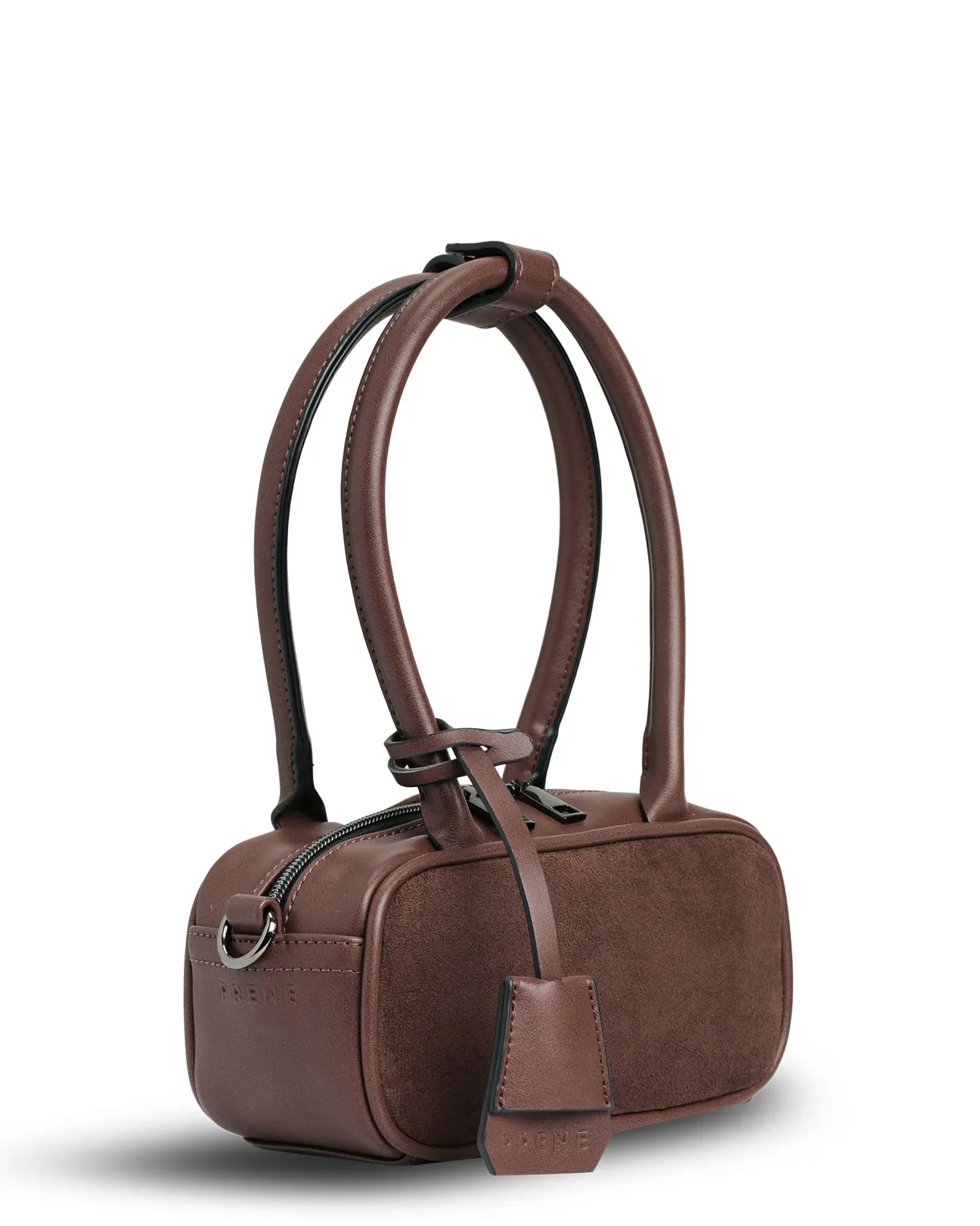 The Hallie Bag (CHOCOLATE SUEDE) Neoprene Mini Crossbody Bag