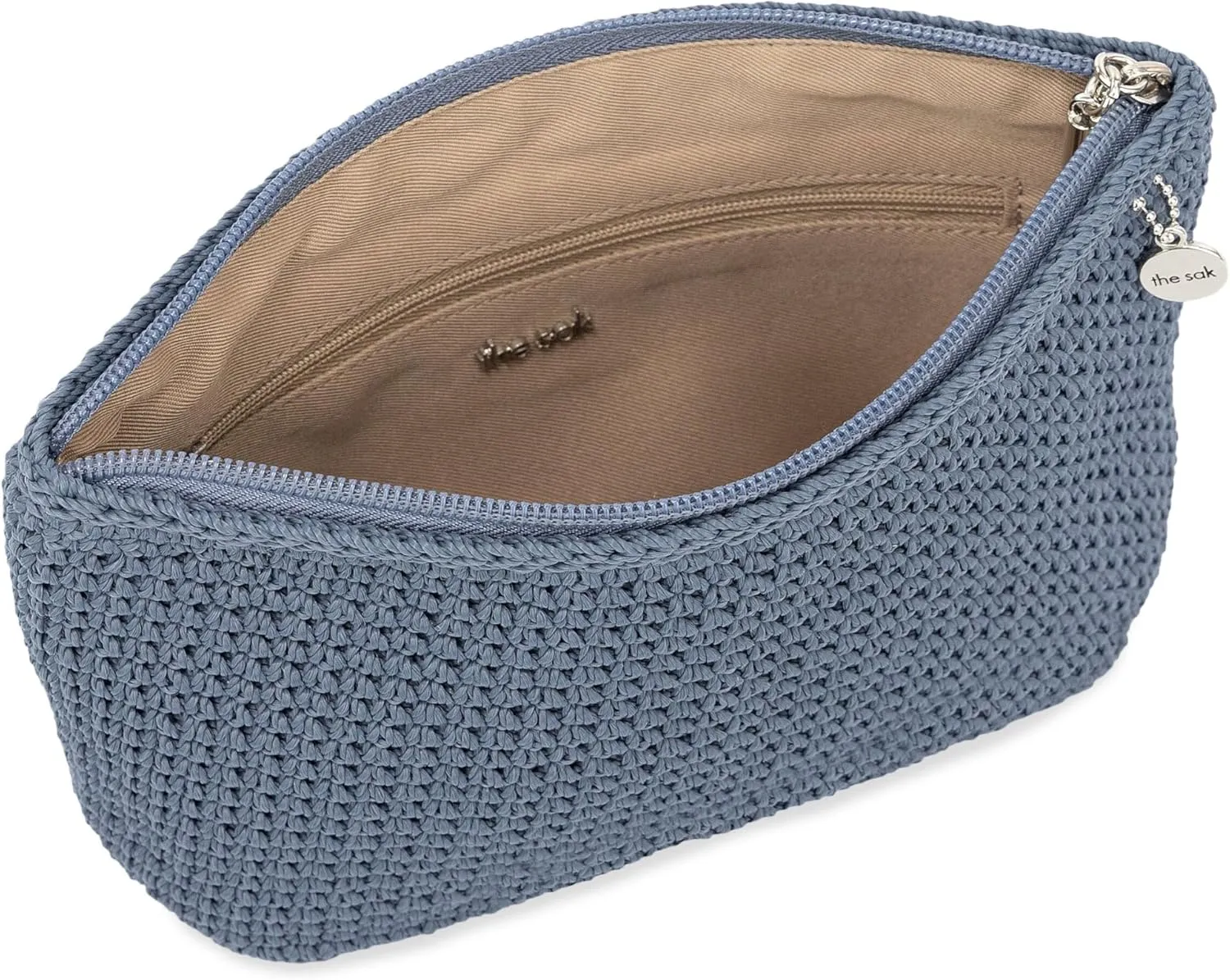 The Sak Essential Medium Pouch in Hand-Crochet, Travel Bag with Zipper Closure