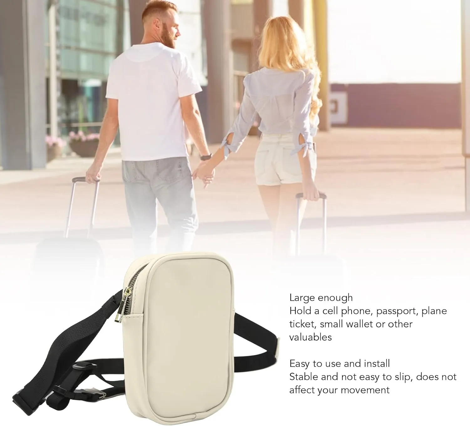 Thigh Harness Leg Bag Fanny Pack for Women, Leather Crossbody Bags with Easy Access, Large Capacity, Waterproof, Music Festival, Daily, Outdoor (Beige)