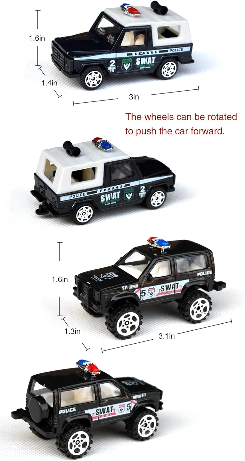 Tianmei 6 Cars in 1 Set Alloy Diecast Vehicle Models Collection Kids Toy, Police Assault Car Truck Armored Vehicle (6 pieces)