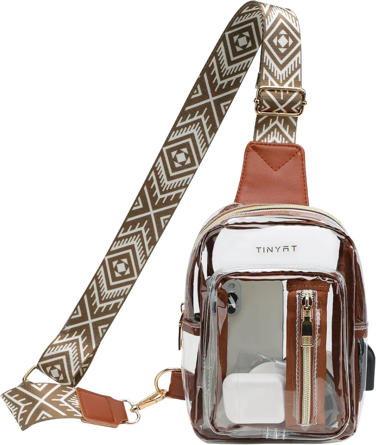 TINYAT Clear Sling Bag Stadium Approved Transparent Bag Crossbody Casual Shoulder Chest Bag for Men Women,T9060