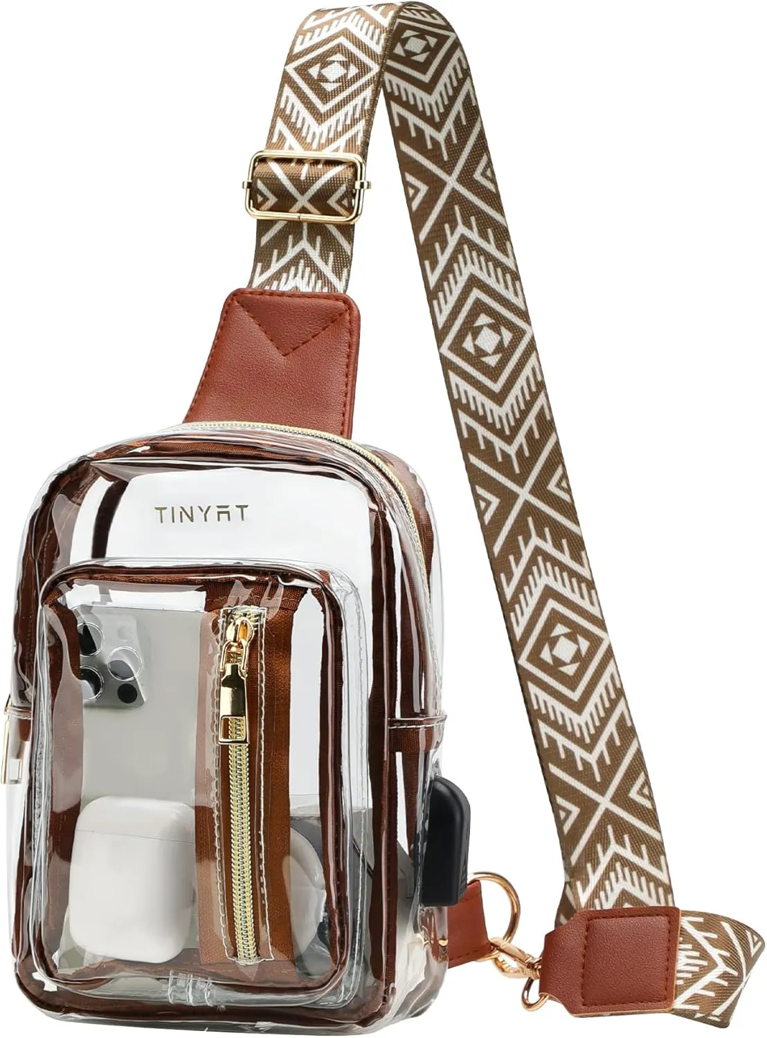 TINYAT Clear Sling Bag Stadium Approved Transparent Bag Crossbody Casual Shoulder Chest Bag for Men Women,T9060