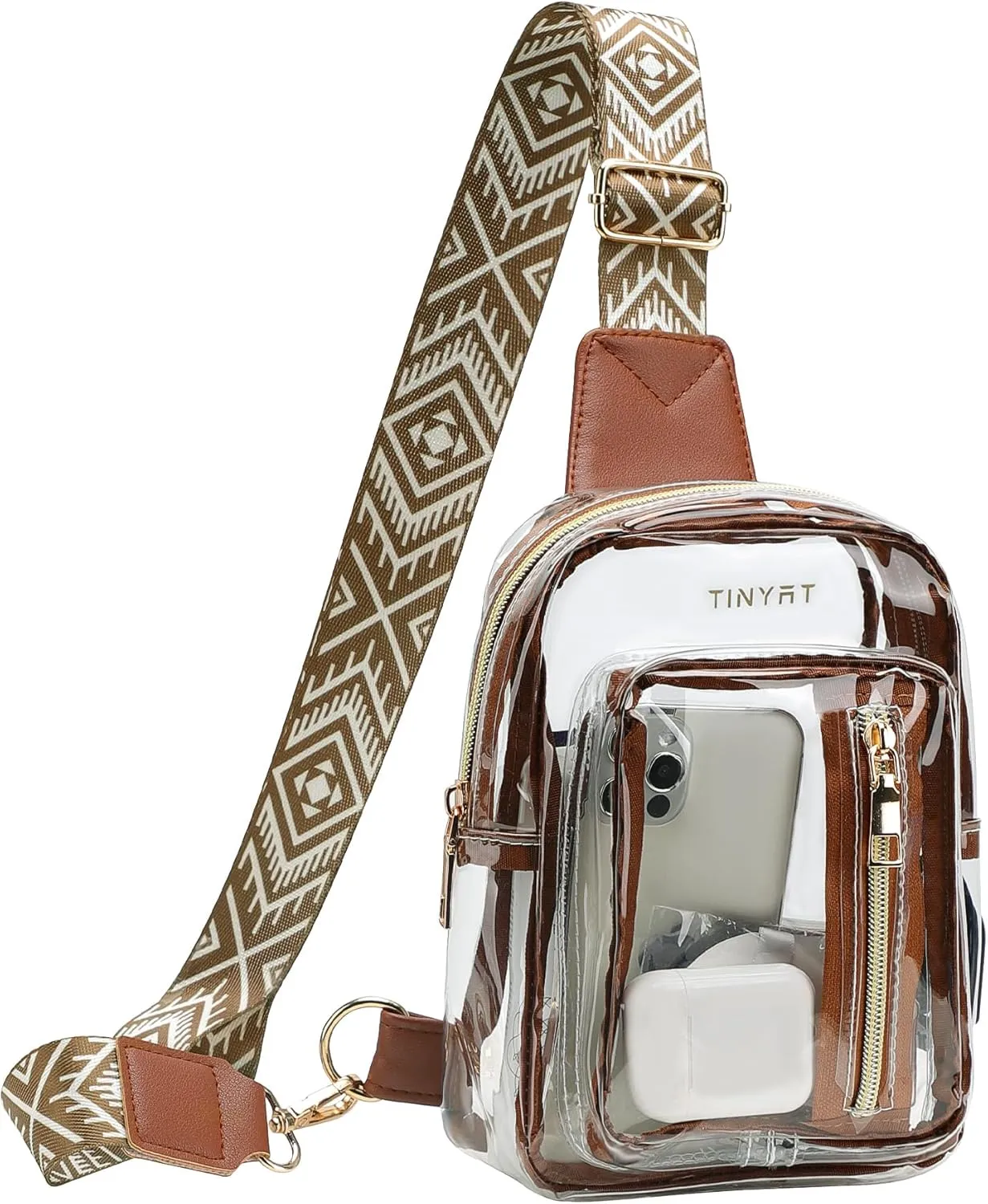 TINYAT Clear Sling Bag Stadium Approved Transparent Bag Crossbody Casual Shoulder Chest Bag for Men Women,T9060