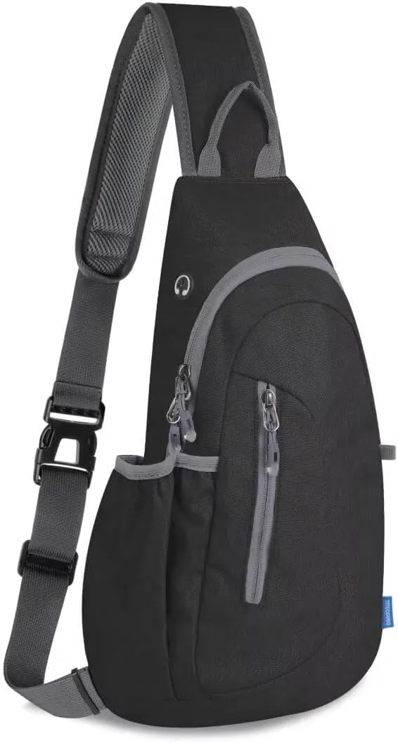 TITECOUGO Large Sling Bag for Women Men Crossbody Bag Waterproof Hiking Backpack Shoulder Bag Chest Bag Travel Essentials Backpack for Outdoor Walking Biking Camping Running Black