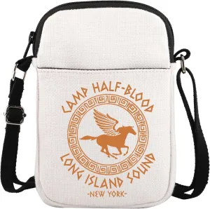 TOBGBE Percy Fan Gift Long Island Sound Zipper Crossbody Bag Pegasus Zeus Gift Horror Novel Lover Gift Camp Half Blood Gifts