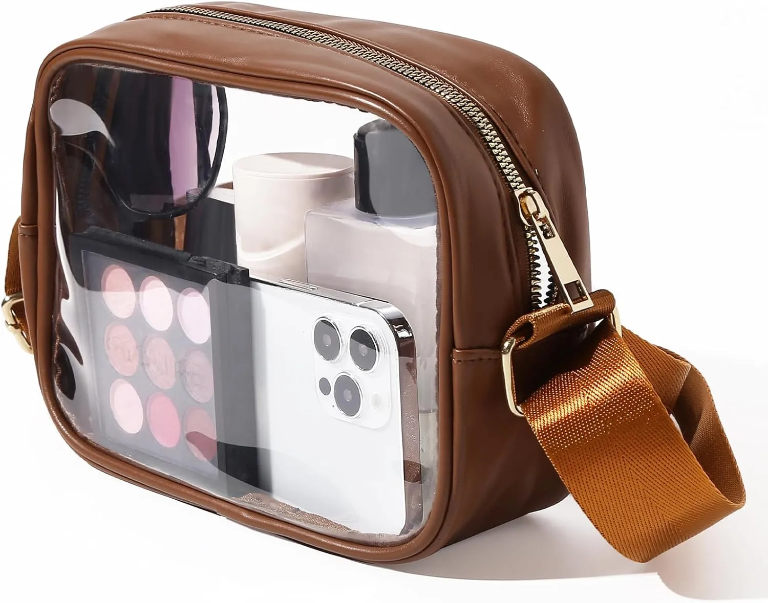 TOBVZOO Clear Purse Crossbody Bag Stadium Approved, Transparent Bag with Adjustable Strap for Concerts Sports Events