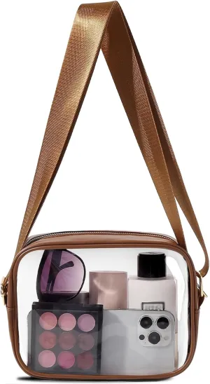 TOBVZOO Clear Purse Crossbody Bag Stadium Approved, Transparent Bag with Adjustable Strap for Concerts Sports Events