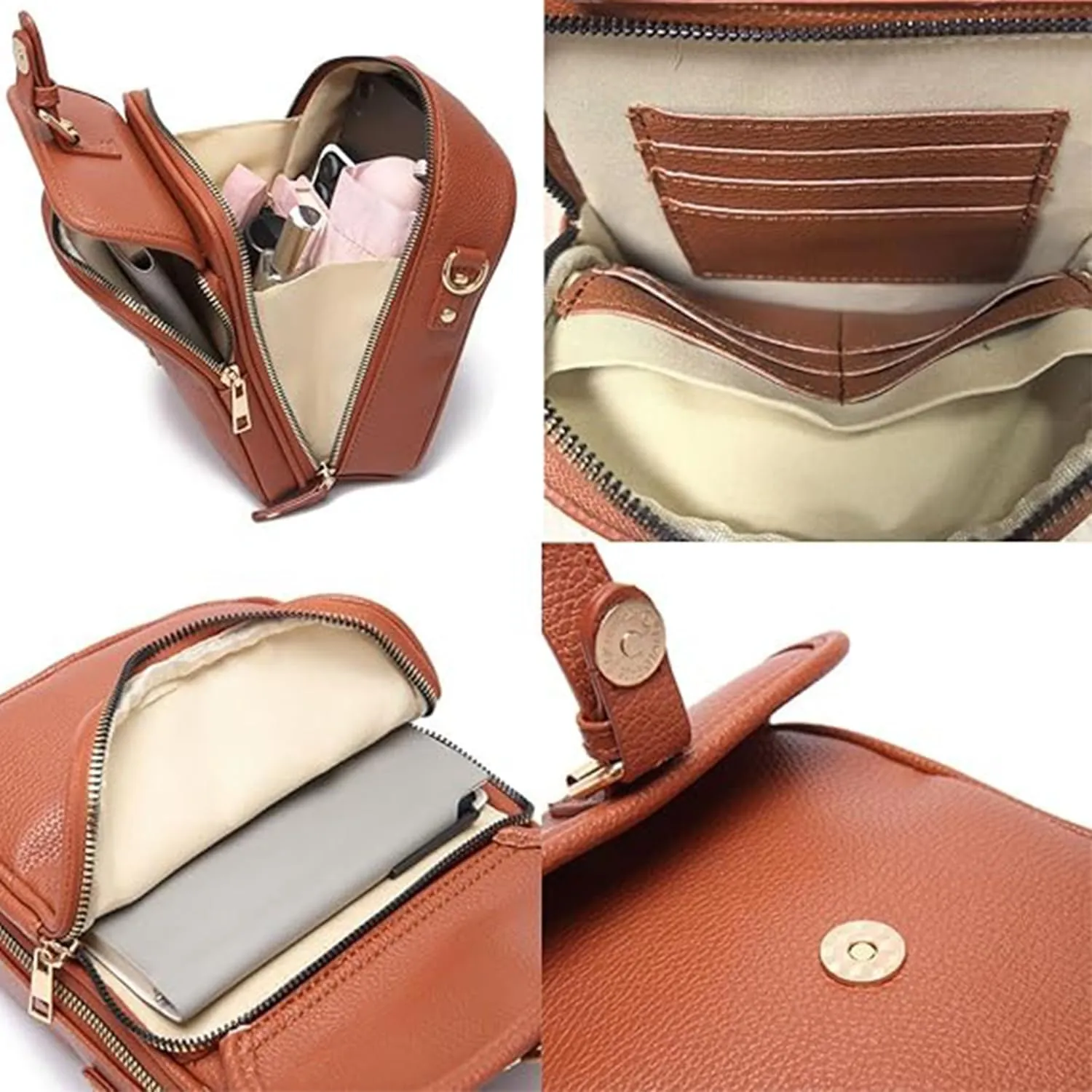 Tojoyride Crossbody Bag, Urvashi Crossbody Bag, Vintage Anti Theft Leather Shoulder Bag with 10 Card Slots