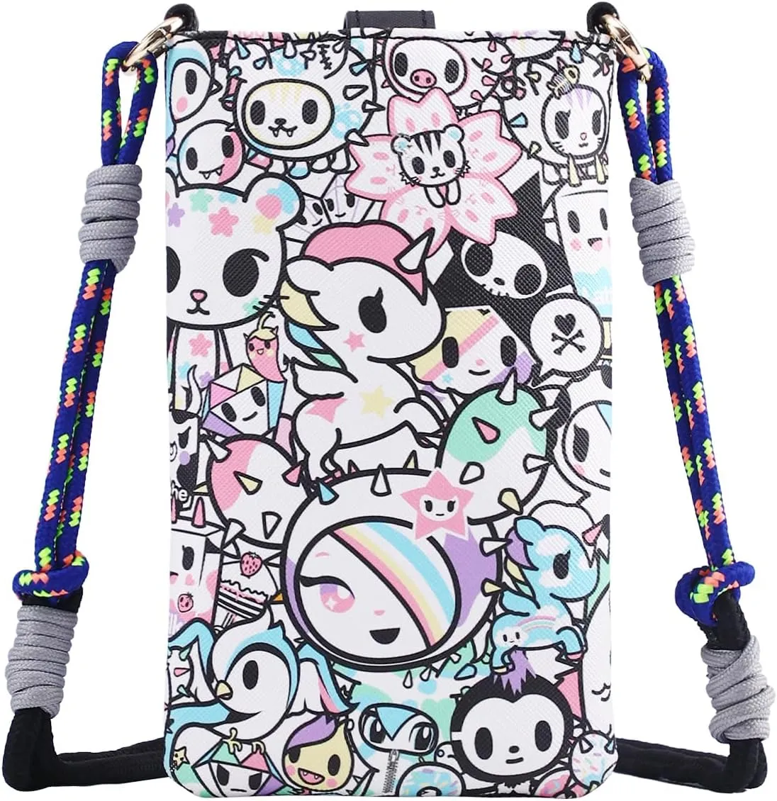 Tokidoki PU Leather Crossbody Cell Phone Purse, Lightweight Shoulder Bag Wallet Credit Card