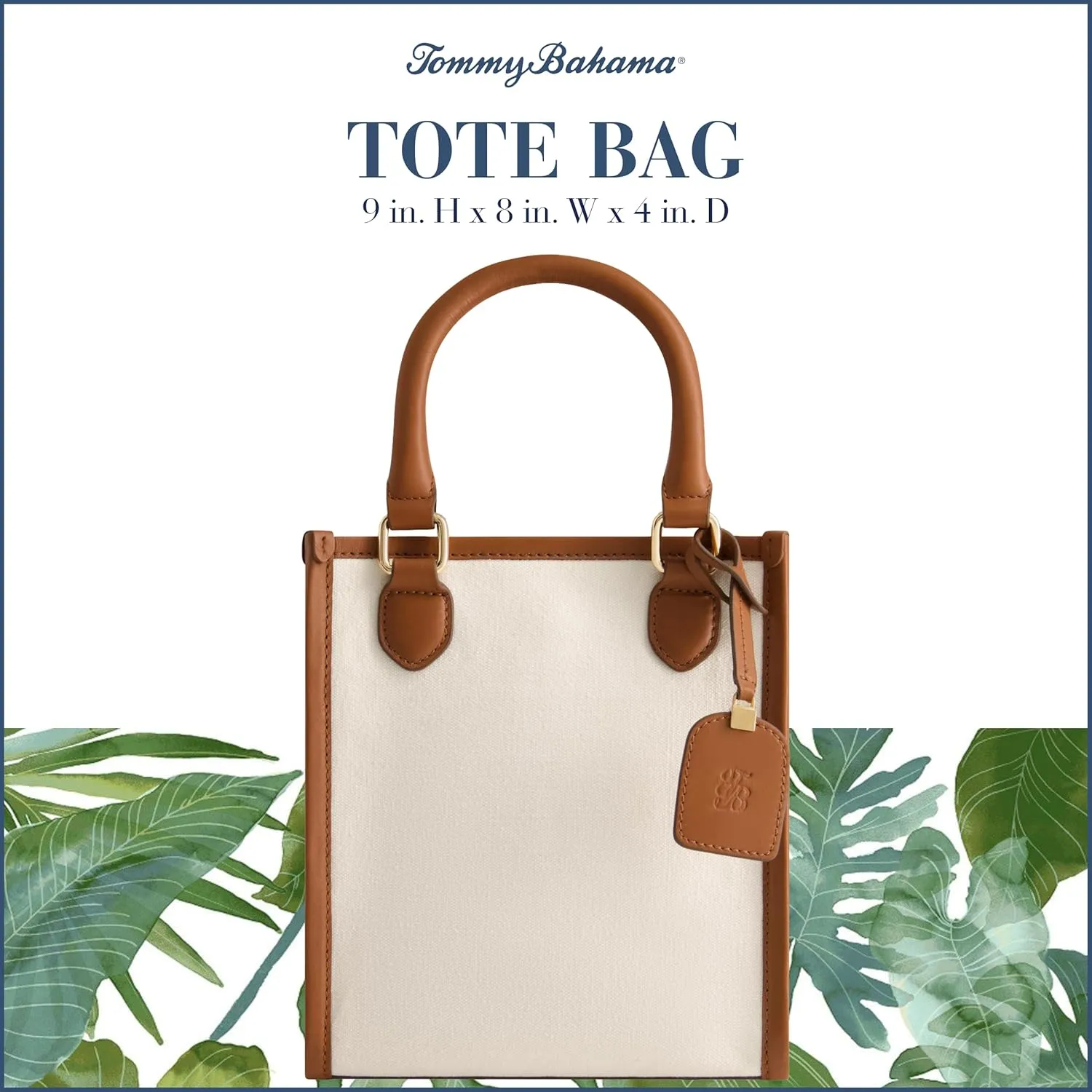 Tommy Bahama Women's Tote Bag, North South Travel Purse Handbag with Adjustable Shoulder Strap and Leather Trim