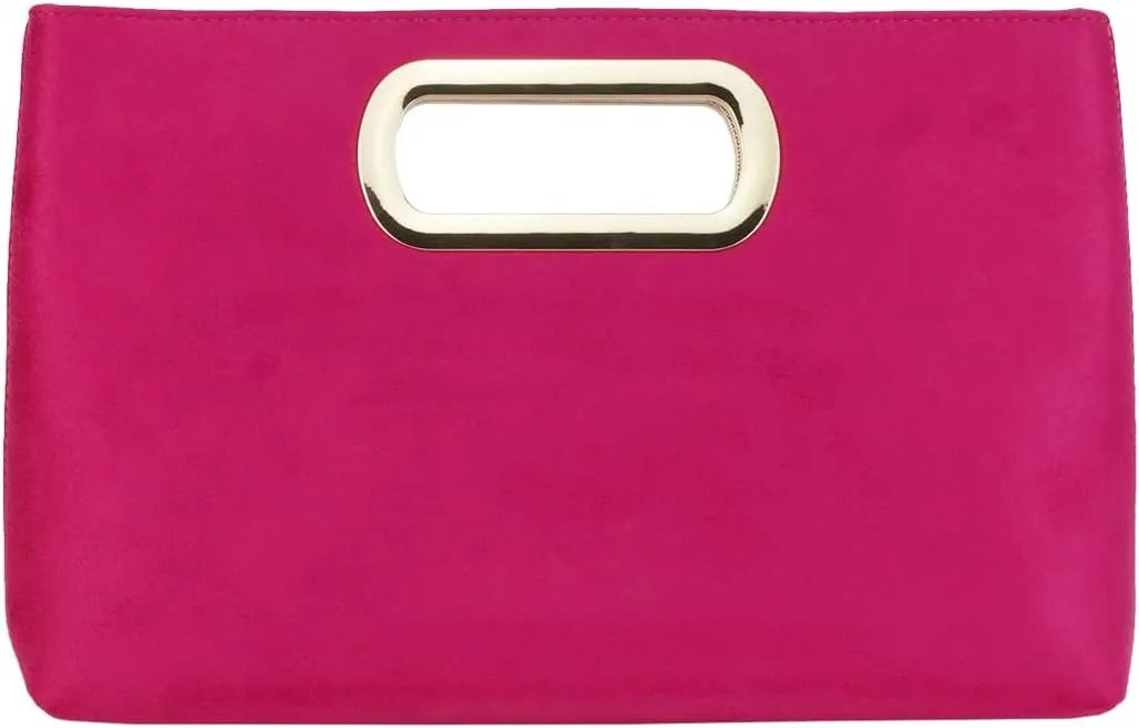 Top Handle Faux Suede Clutch