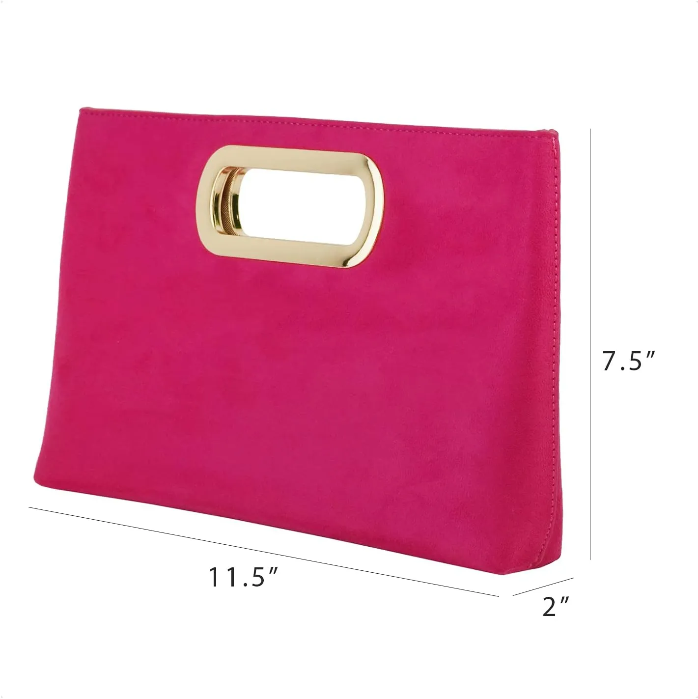 Top Handle Faux Suede Clutch