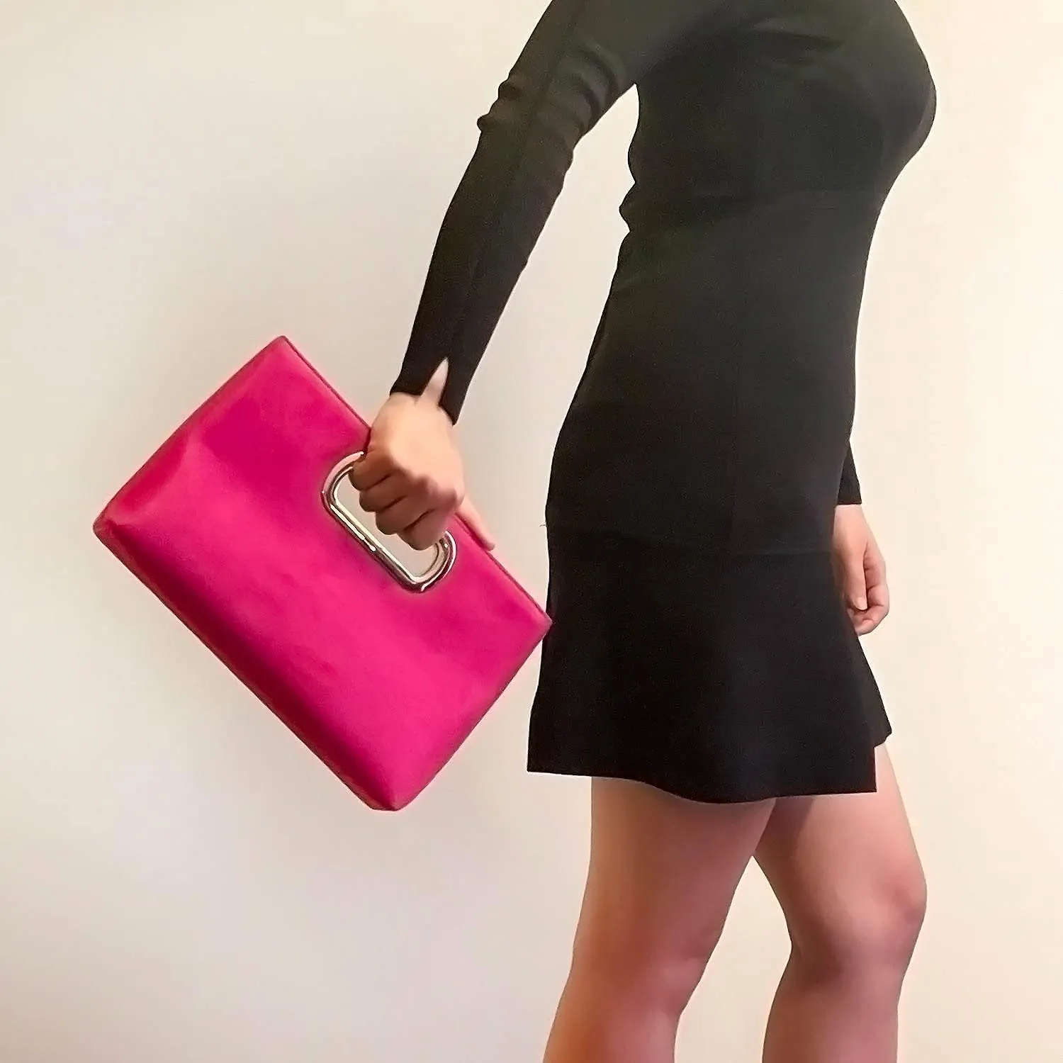 Top Handle Faux Suede Clutch