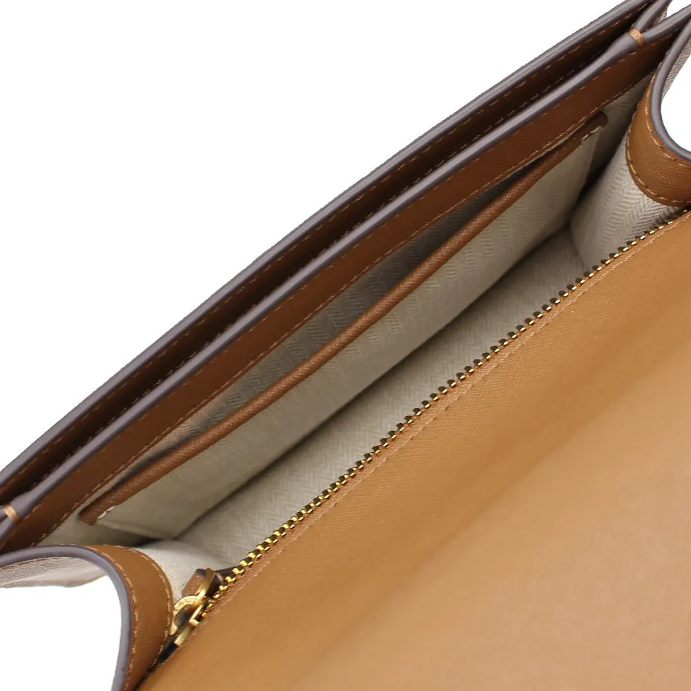 TORY BURCH 2 WAY Chain Plain Leather Elegant Bag with Strap for Shoulder/Crossbody Wear