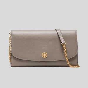 TORY BURCH ROBINSON Chain Wallet Gray Heron RS-137152