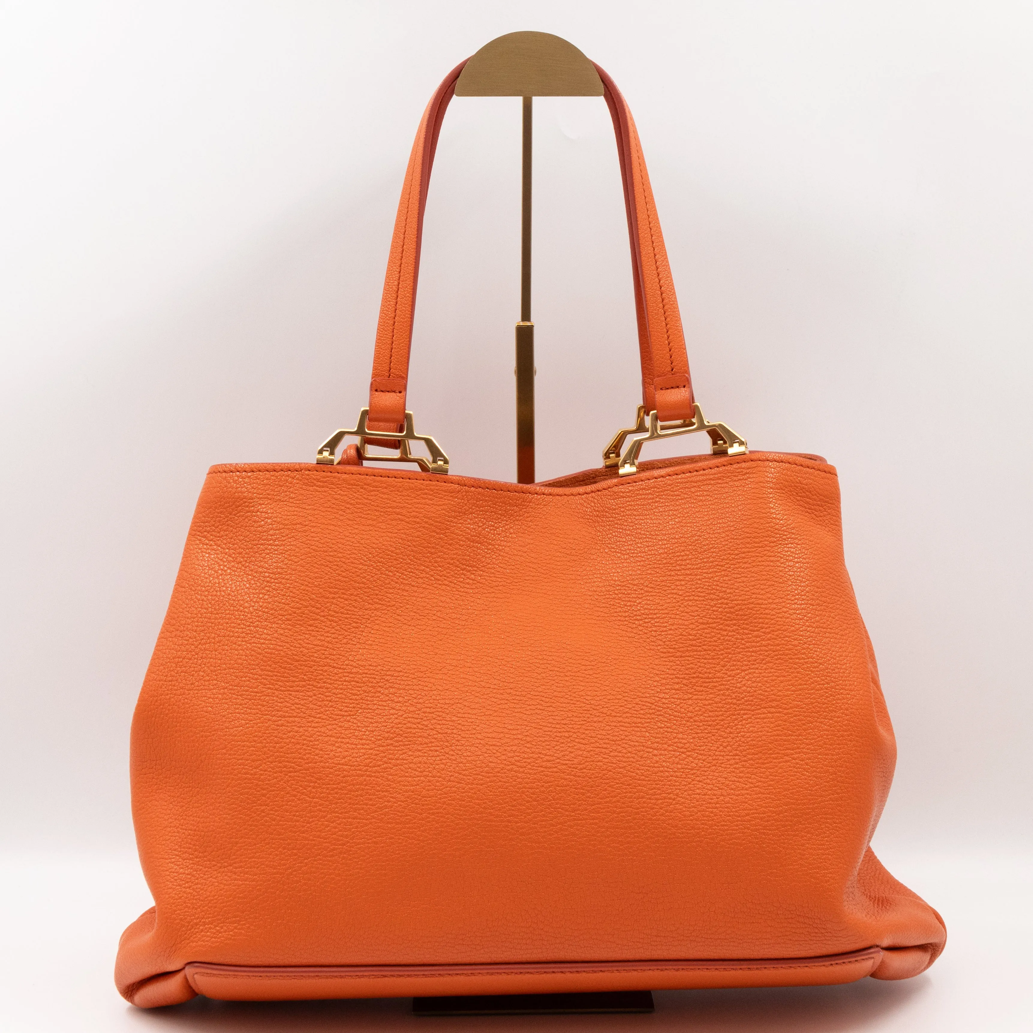 Tote Bag Orange Leather with Pouch