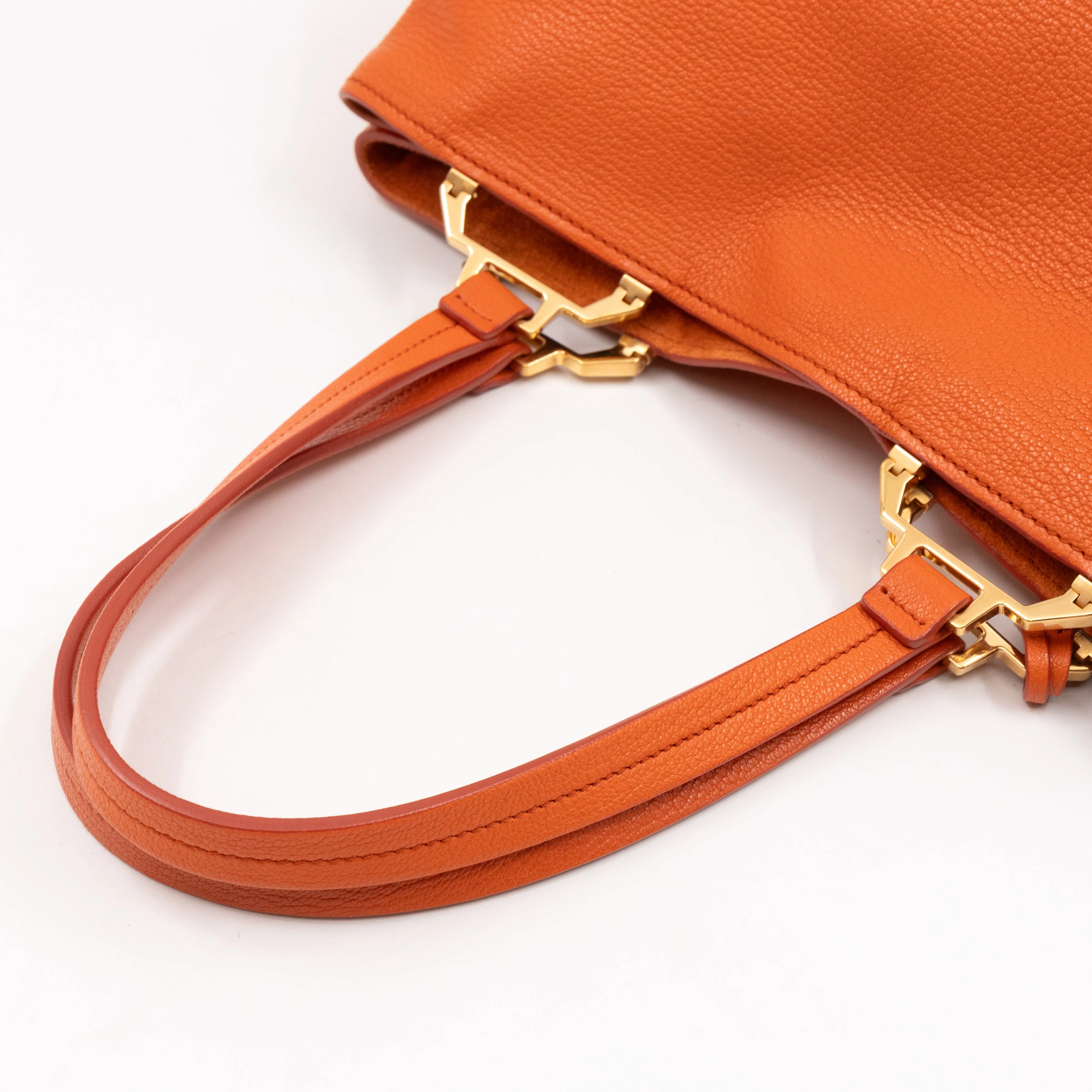Tote Bag Orange Leather with Pouch