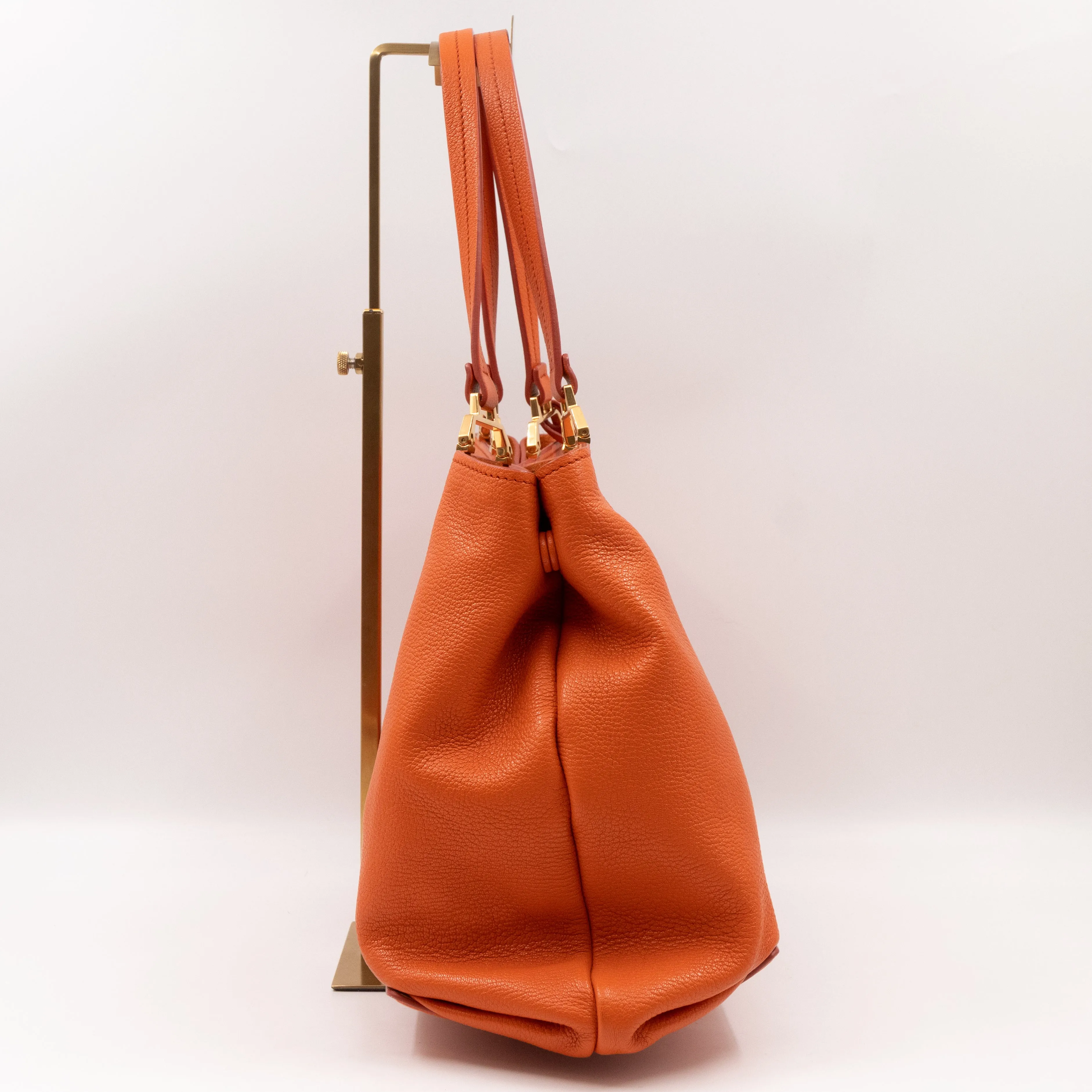 Tote Bag Orange Leather with Pouch