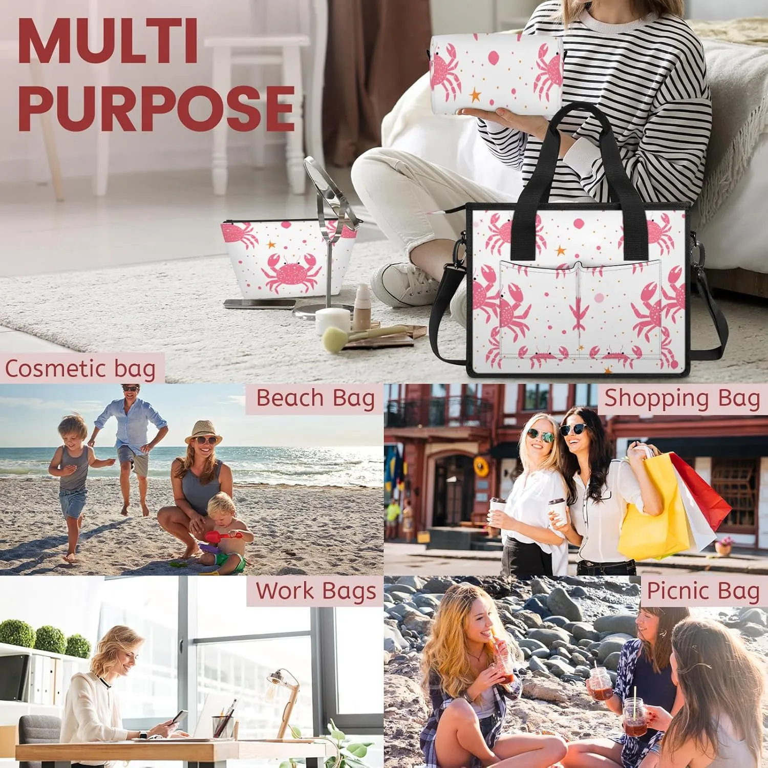 Tote Satchel Bag Set 3PCS for Women,Travel Shoulder Bag Handbag and Wallet Daily Use05