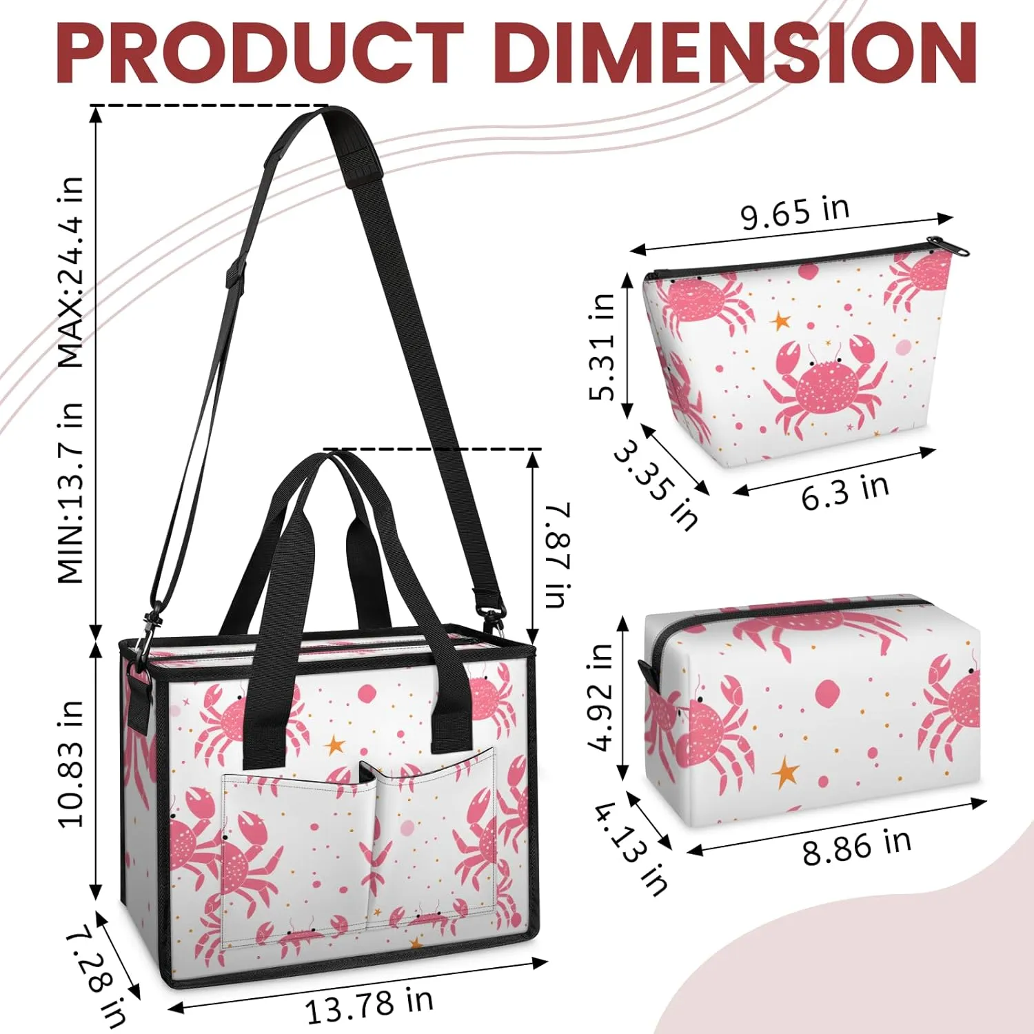 Tote Satchel Bag Set 3PCS for Women,Travel Shoulder Bag Handbag and Wallet Daily Use05