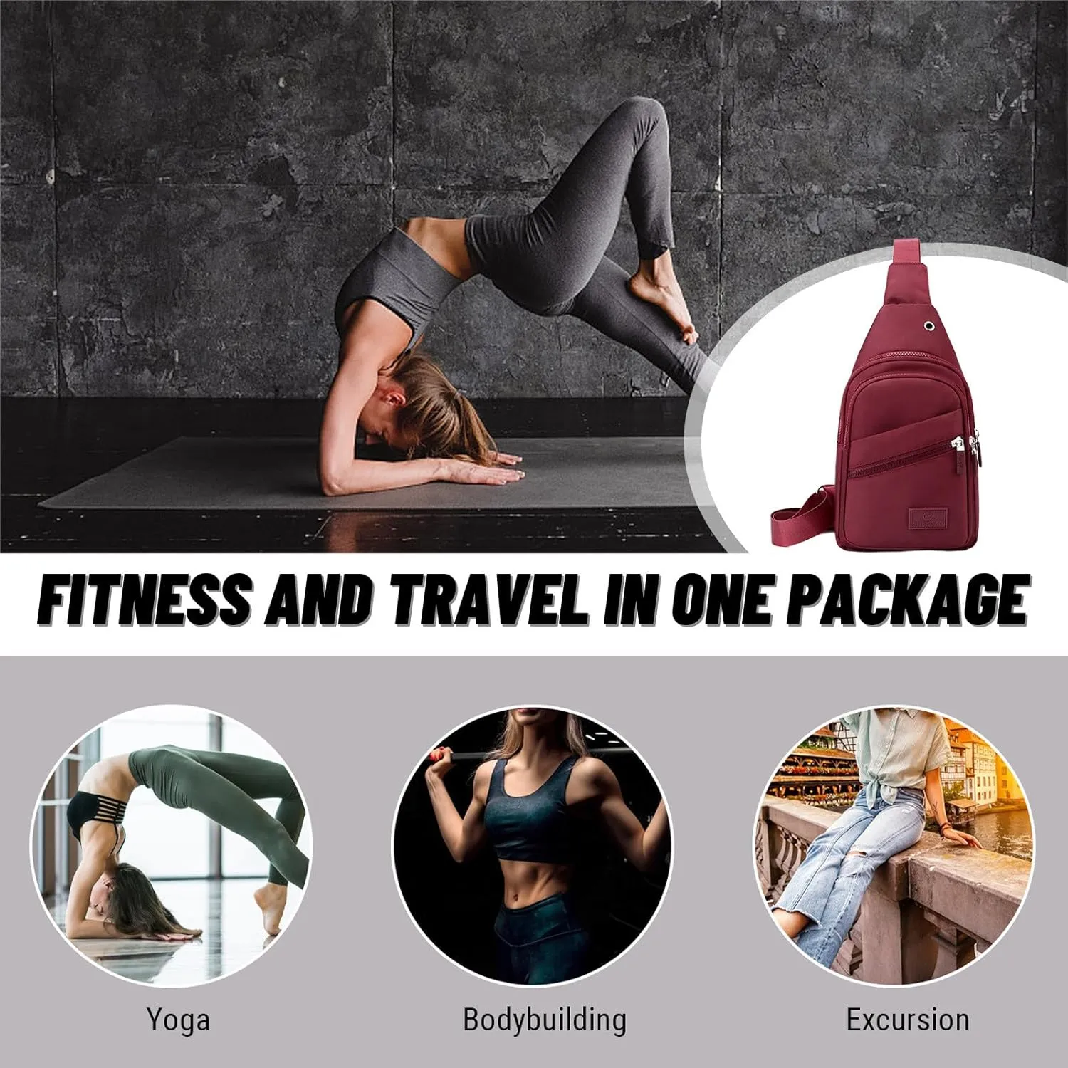 Travel Chest Bags for Men Women Strap Bag Crossbody Bag Strap Hiking Multipurpose Crossbody Chest Bag Sling Bag