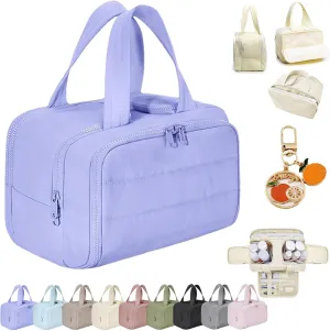 Travel Cosmetic Bag, Large Capacity Wide-Open Travel Cosmetic Bag, Traveling Toiletry Bags For Women, Lightweight Makeup Organizer For Essentials, Toiletries (II)