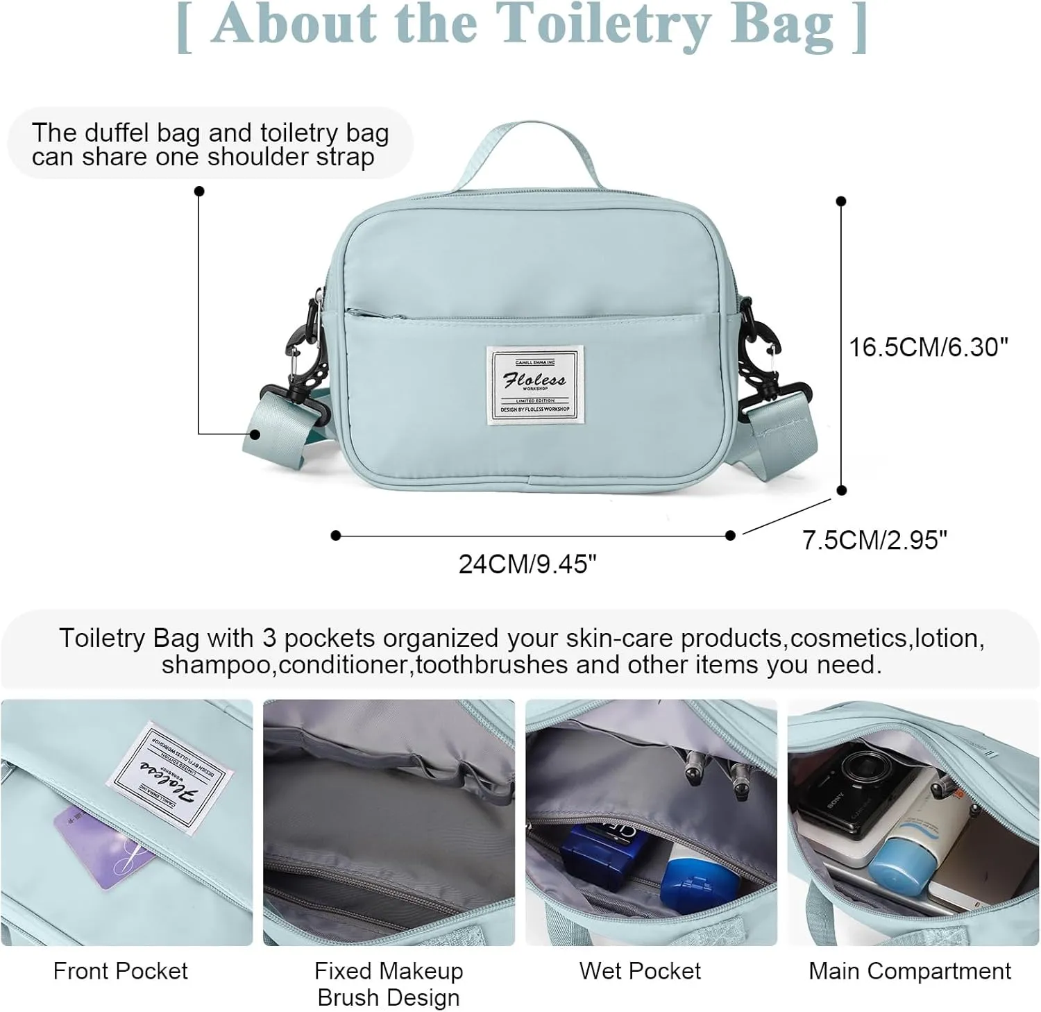 Travel Duffel Bag with Shoes Compartment, Overnight Weekender Bags for Women, Carry on Personal Item Travel Set