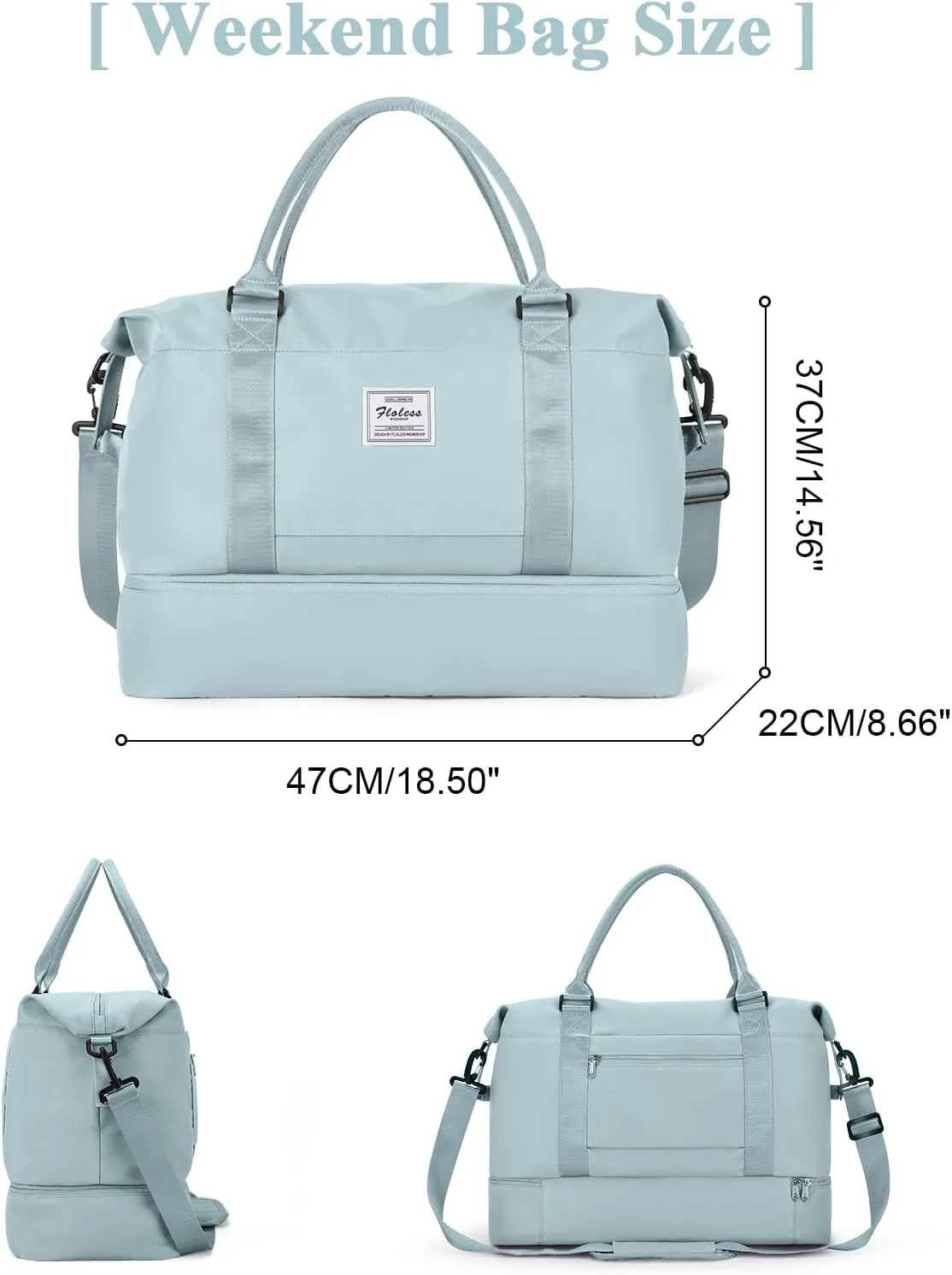 Travel Duffel Bag with Shoes Compartment, Overnight Weekender Bags for Women, Carry on Personal Item Travel Set