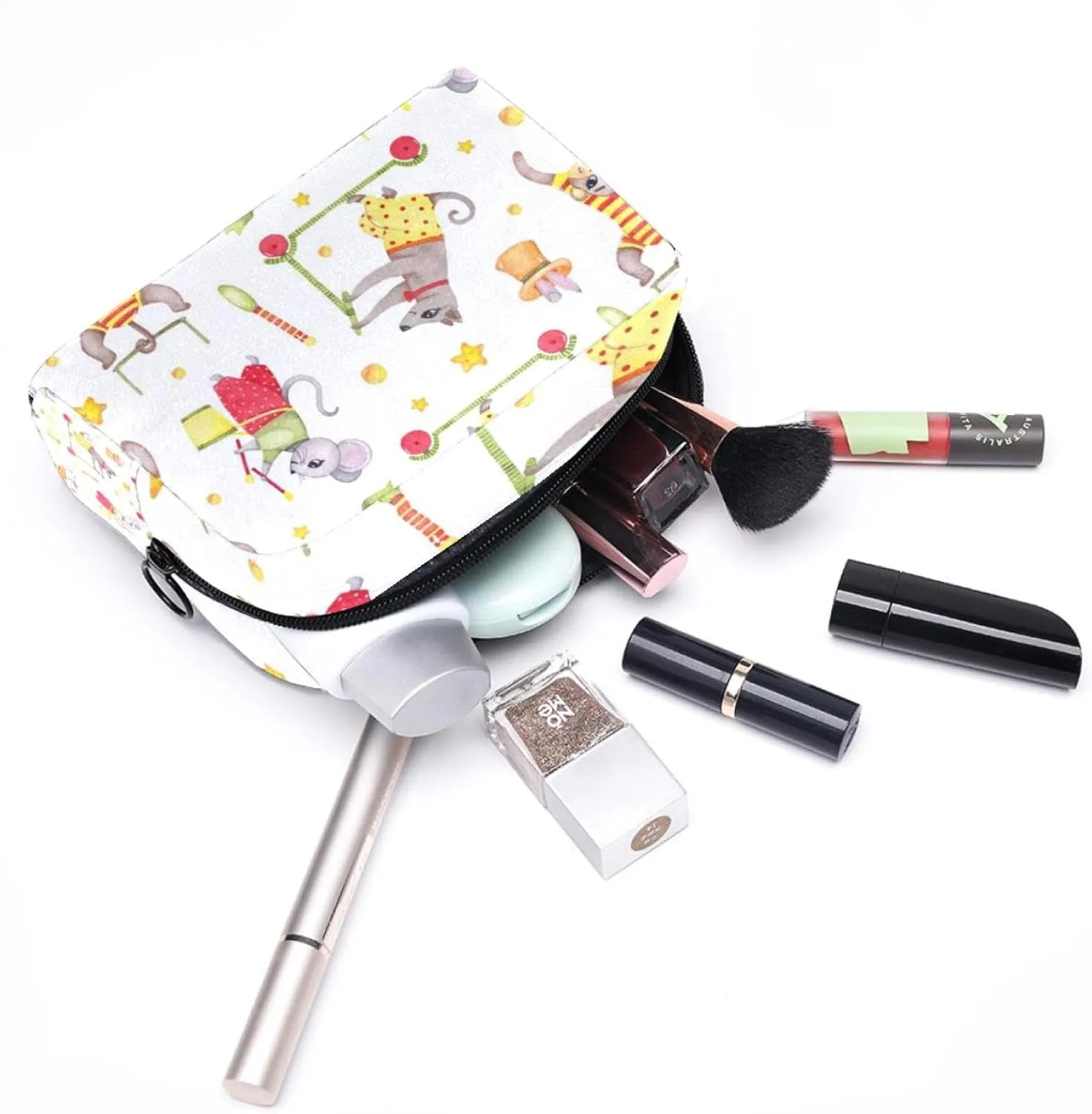 Travel Makeup Bag for Women, Lovely Cute Monkey Dog Travel Cosmetic Bag Pencil Case Portable Makeup Pouch Toiletry Bag for Girls